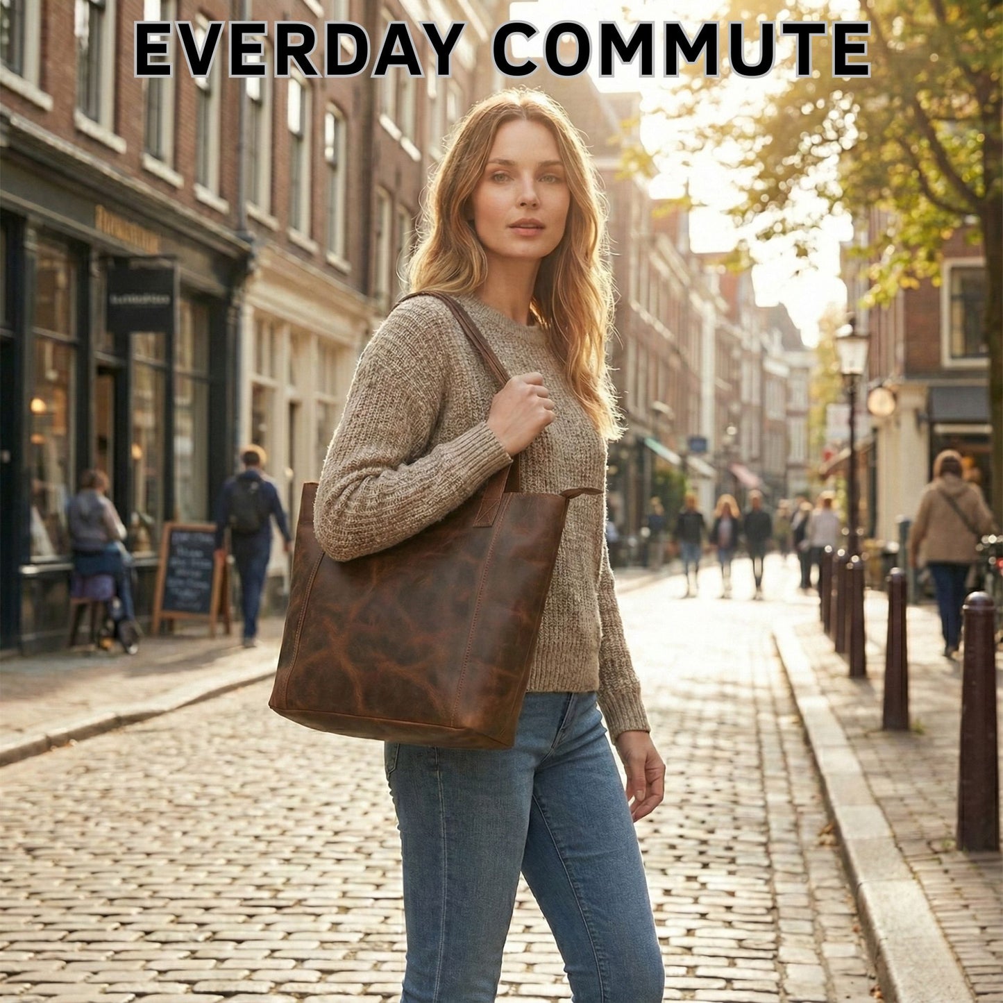 Genuine Hunter Leather Tote Women Purse Handmade Handbag Top Handle Shoulder Large Bag