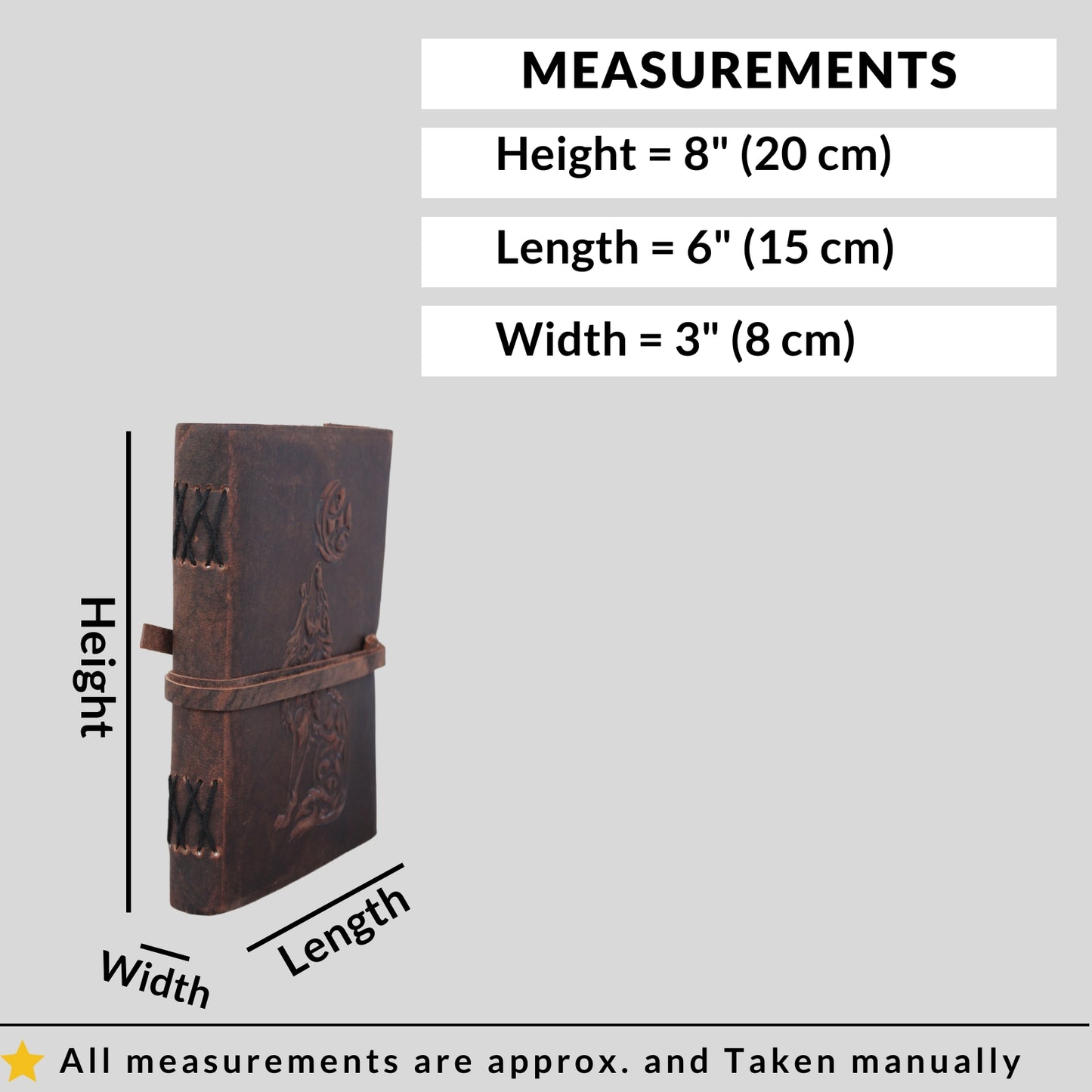 Leather Bound Journal Brown Writing Diary Plain Notebook Embossed Sketch Notepad