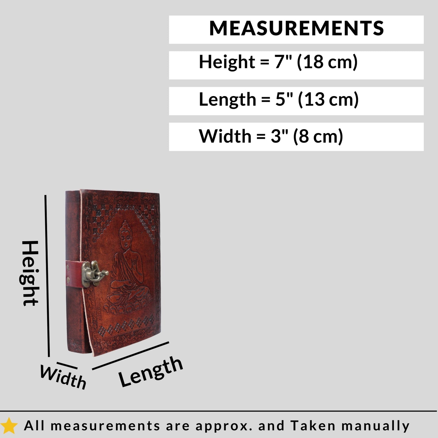 Genuine Leather Bound Journal Brown Buddha Diary Plain Small Sketchers Notebook