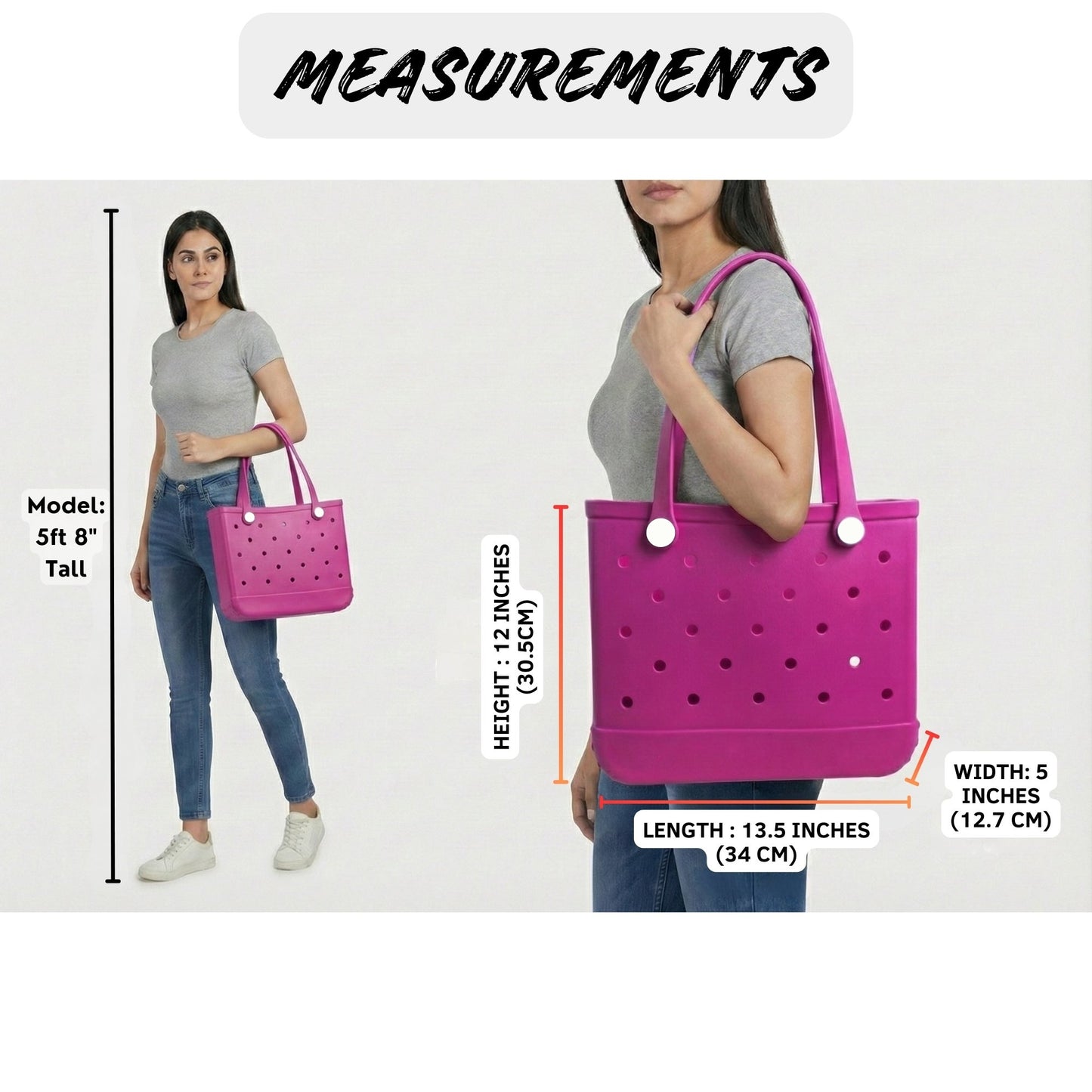EVA Beach Tote Bag for Women Waterproof Rubber Open Top Pool Bag Washable Sandproof Large Travel Basket Shower & Handbag.
