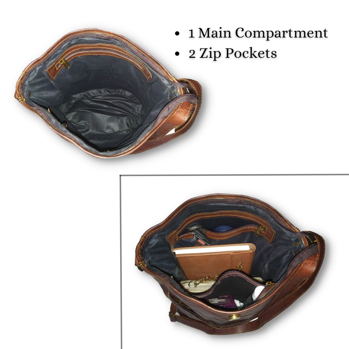 Women Crossbody Vintage Bag Brown Handbag Genuine Leather Purse