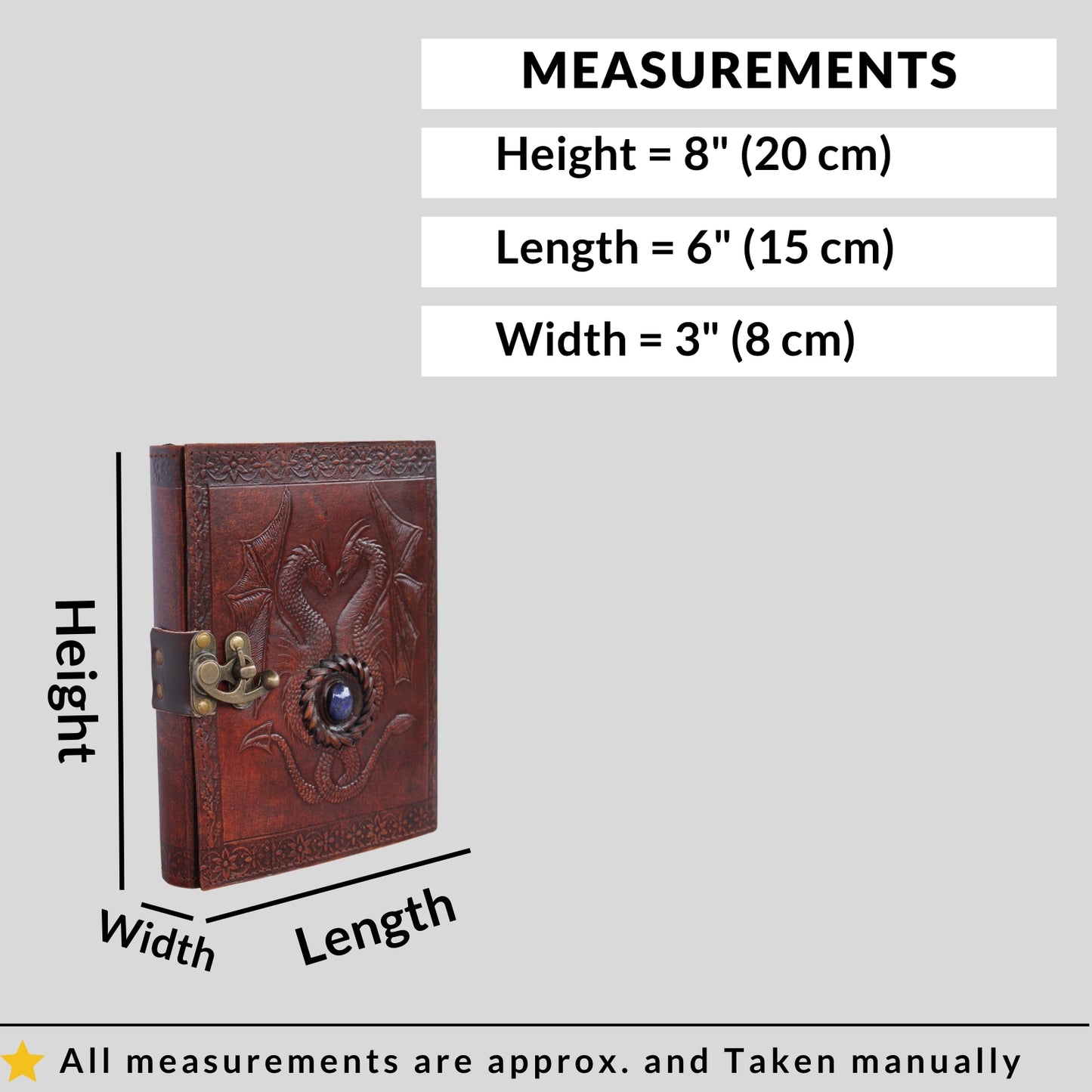 Genuine Leather Bound Journal Stone Studded Diary Brown Vintage Paper Notebook