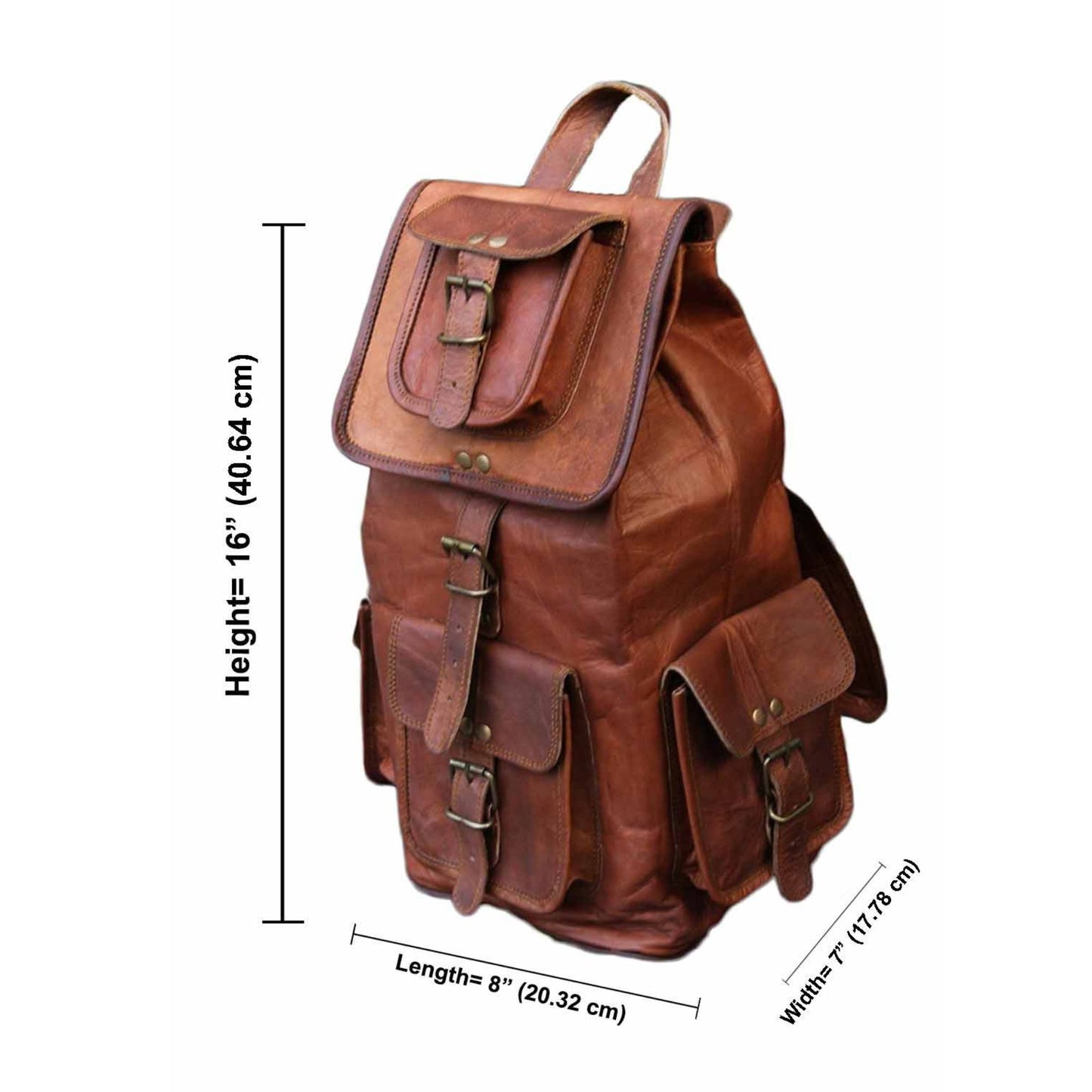 Vintage Genuine Leather 16" Rucksack Luggage Travel Hiking Bag. Terra Series(Ranger)
