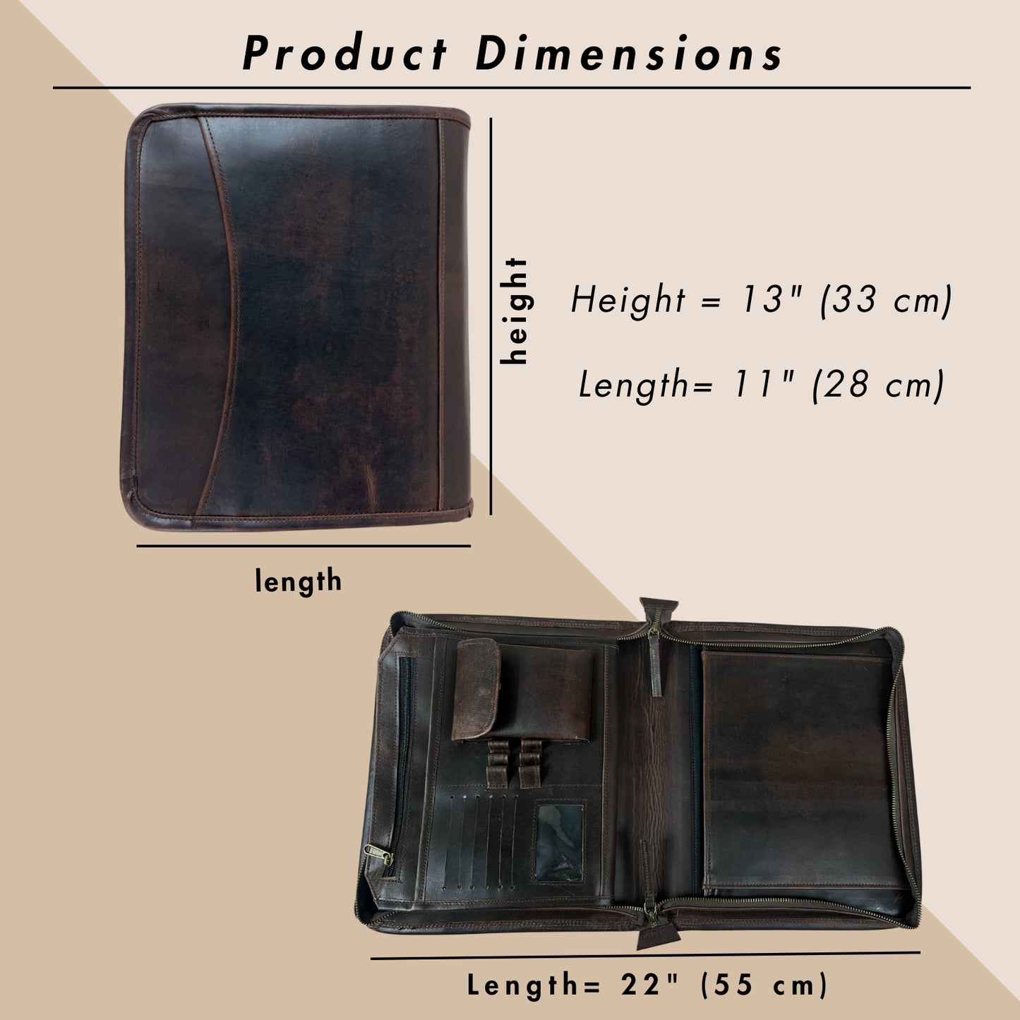 Buffalo Leather File folder Business Padfolio iPad Holder Document Organizer-GBLF2BROWN