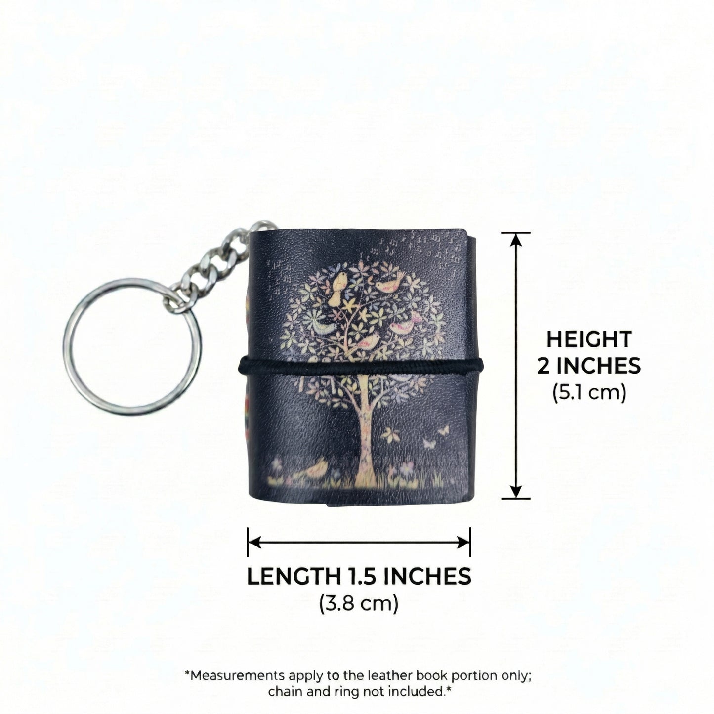 Madosh Mini Notebook Keychain Pack of 4 – Pocket Leather Journal Keychains with Elastic Closure, Portable Mini Memo Pad for Notes, To-Do Lists, Travel, printed keychain for Women & Men