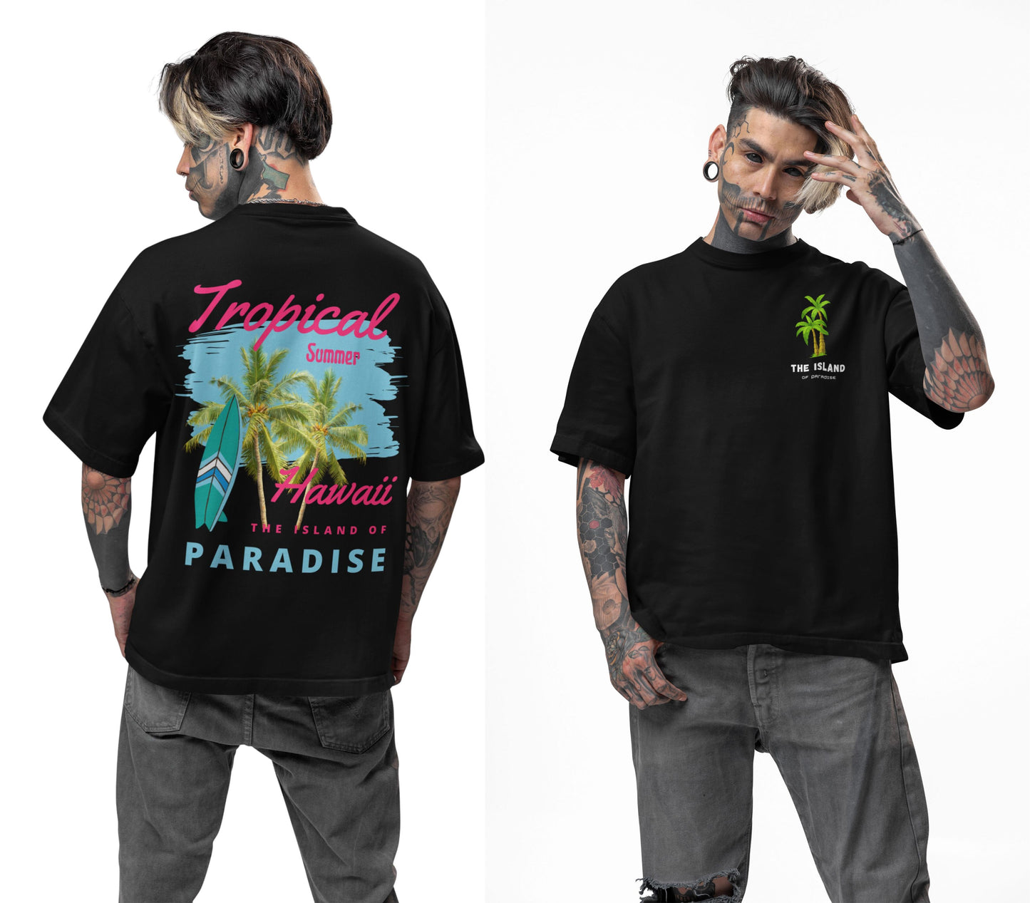 Oversized Drop Shoulder Graphic Printed Half Sleeve T-Shirt for Men | Round Neck t-Shirt 100% Cotton (240gsm) | Beach Wear Tshirt