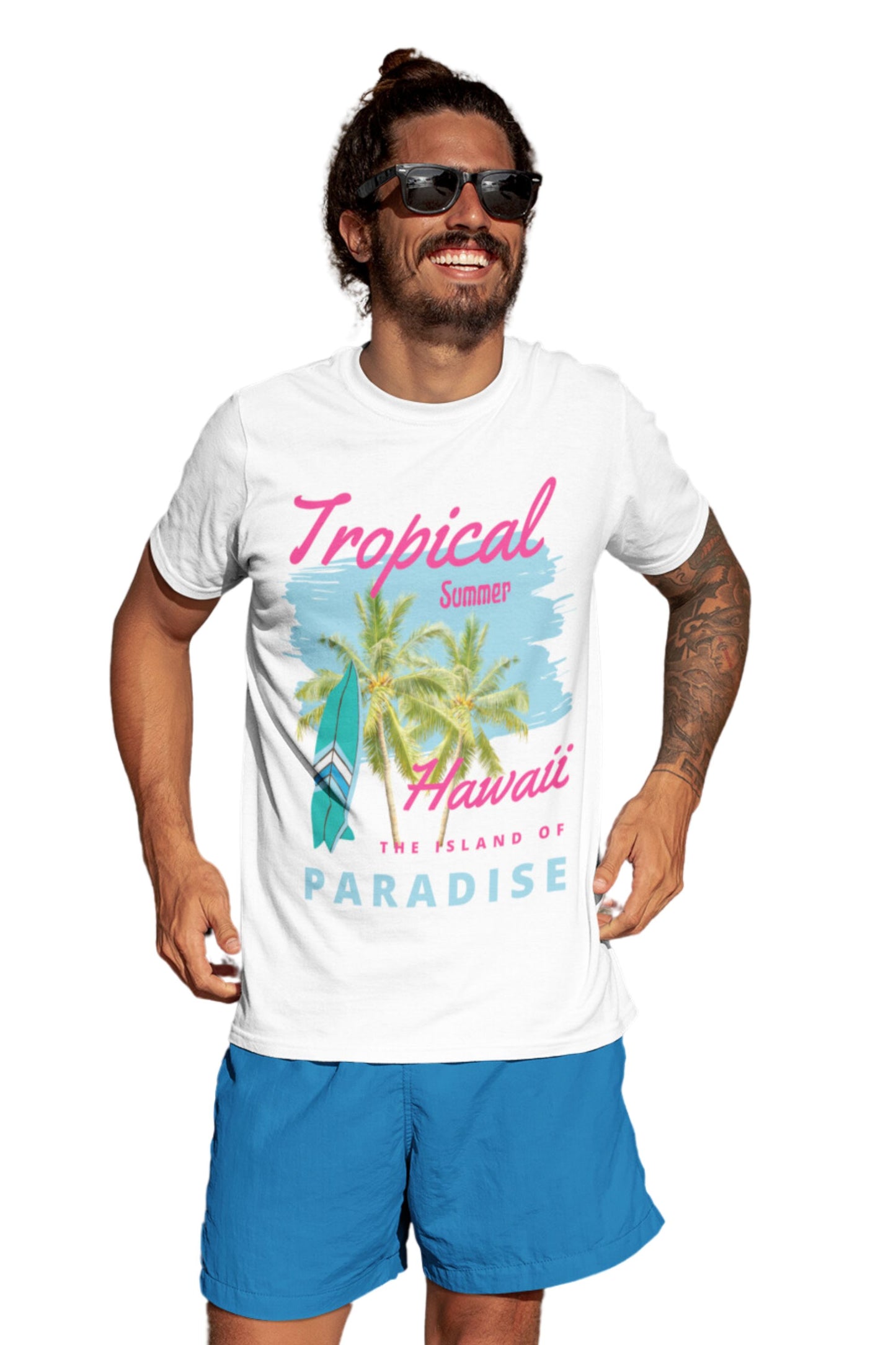 Cotton Men's t-Shirt Printed Beach Wear Tshirt | Round Neck Summer Holidays Tshirt (IN, Alpha, S, Regular, White)