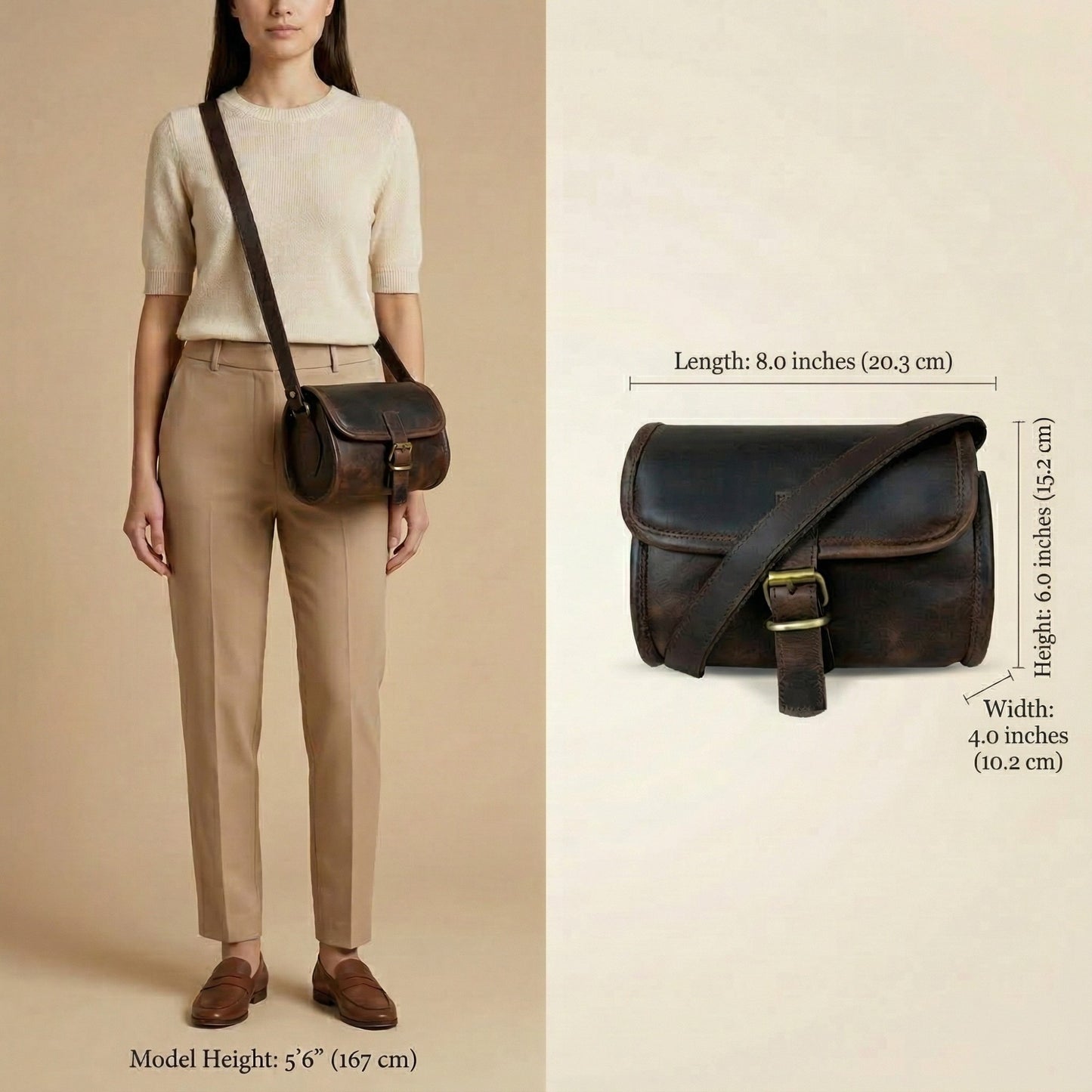 Madosh Genuine Leather Women’s Shoulder Brown Crossbody Flap Over Small Sling Side Purse