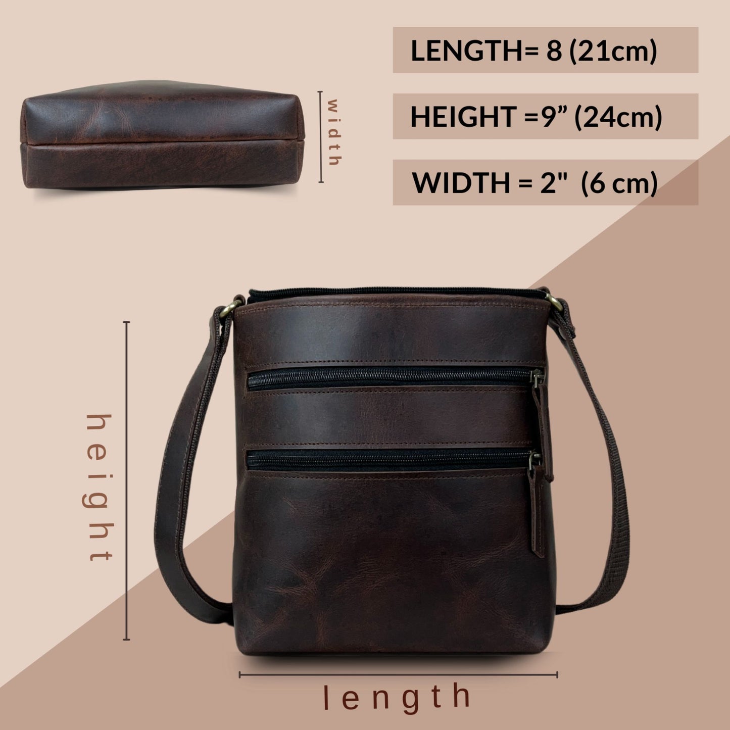 Leather Crossbody Handbag Unisex Hobo Bag Vintage Small Sling Crossover Bag