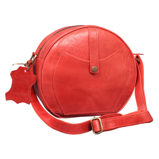 Crossbody Purse Buffalo Leather Hobo Women Semi Circle Zipper Red Bag
