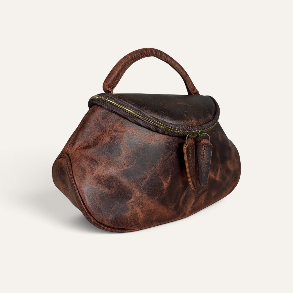 BELLE-Genuine Leather Curved Top Handle Hobo Handbag for Women with Spacious Main Compartment