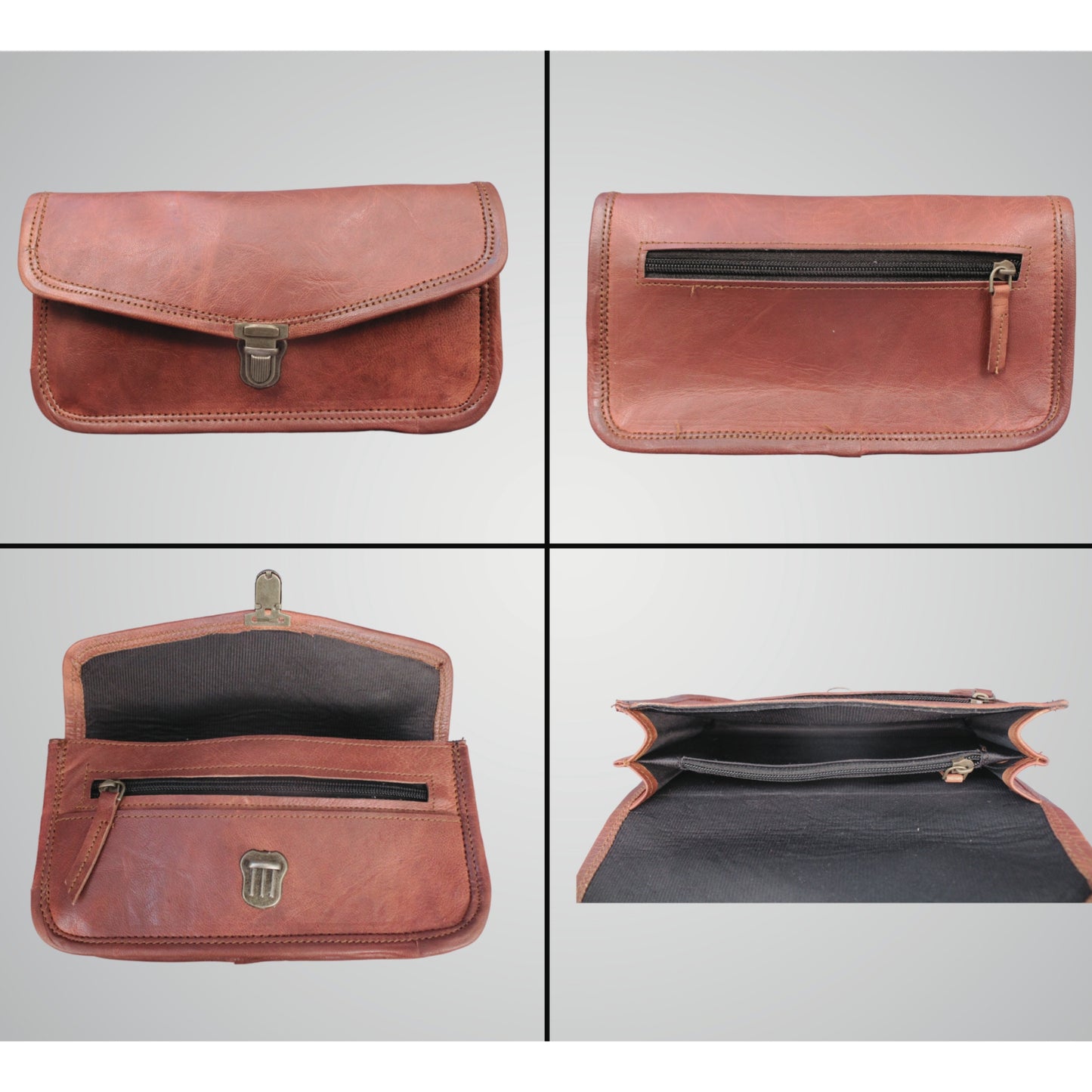 Women's Shoulder Tote Handbag With Wallet Brown Shoulder Office Handmade Bag