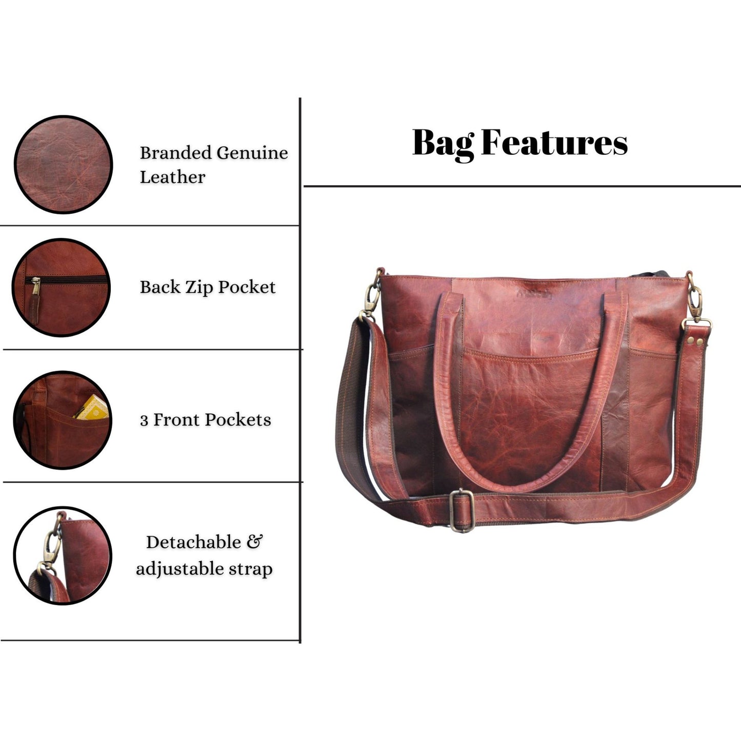 Women's Side Shoulder Crossbody Bag Genuine Leather Tote Bag Brown Daily Wear Office Bag