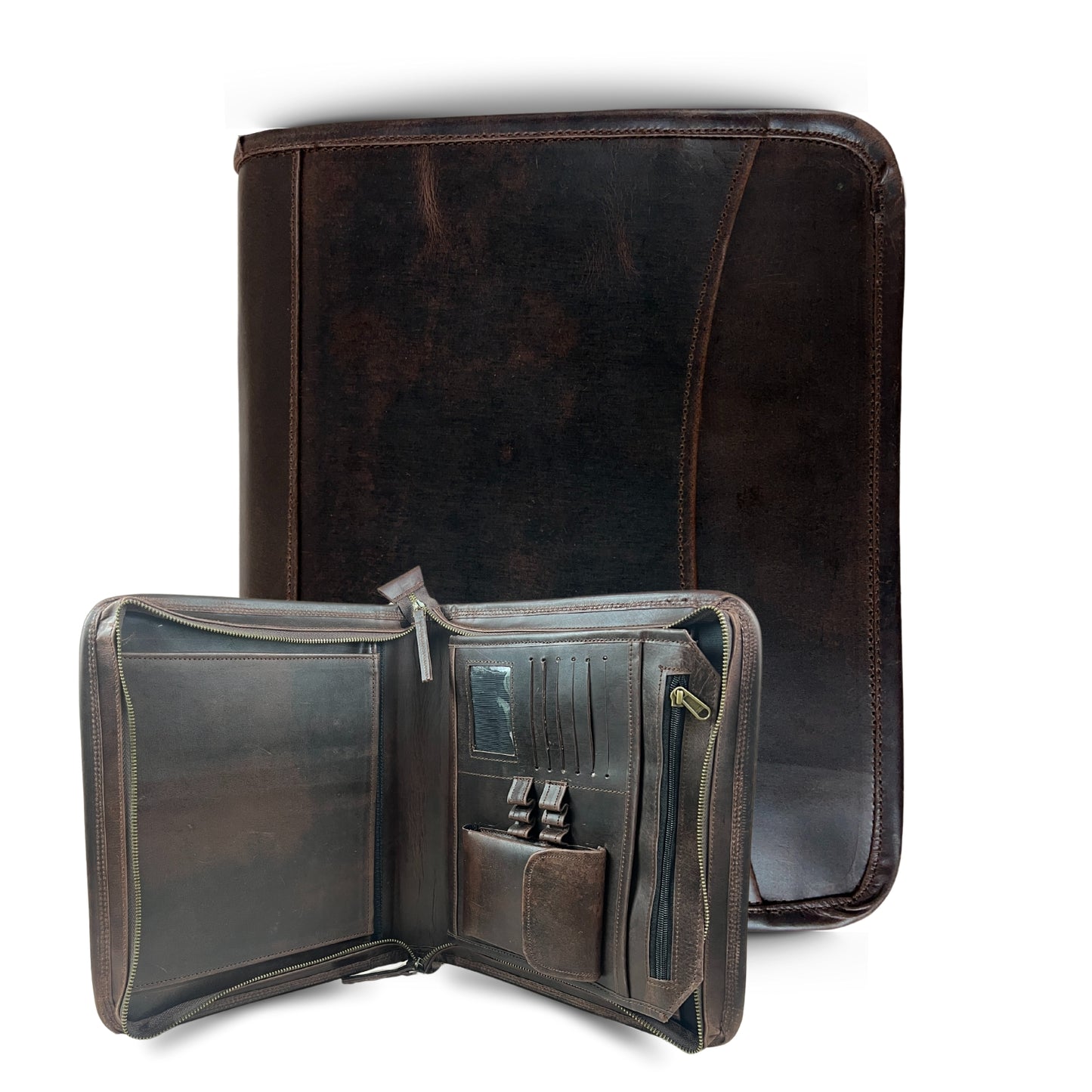 Buffalo Leather File folder Business Padfolio iPad Holder Document Organizer-GBLF2BROWN