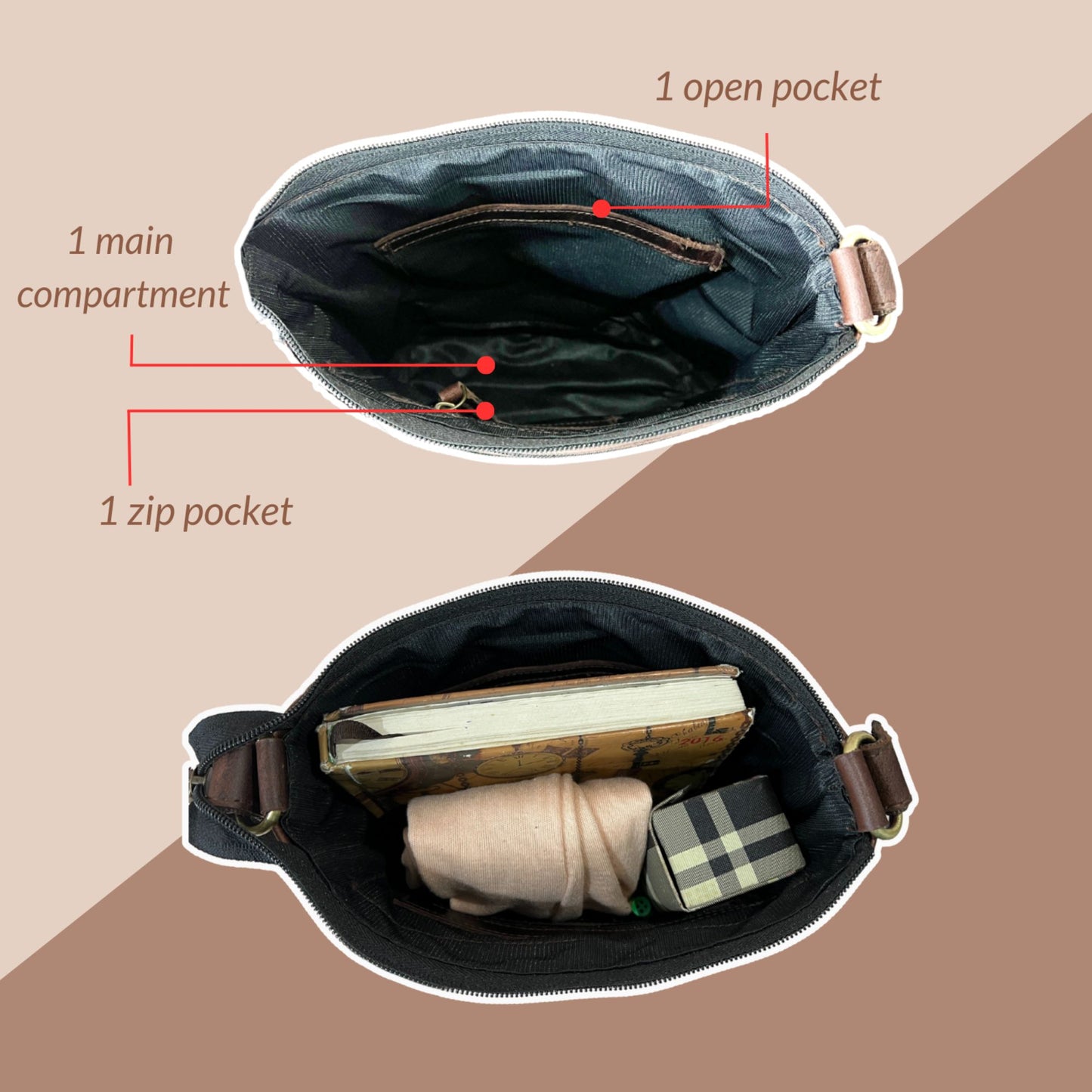 Leather Crossbody Handbag Unisex Hobo Bag Vintage Small Sling Crossover Bag