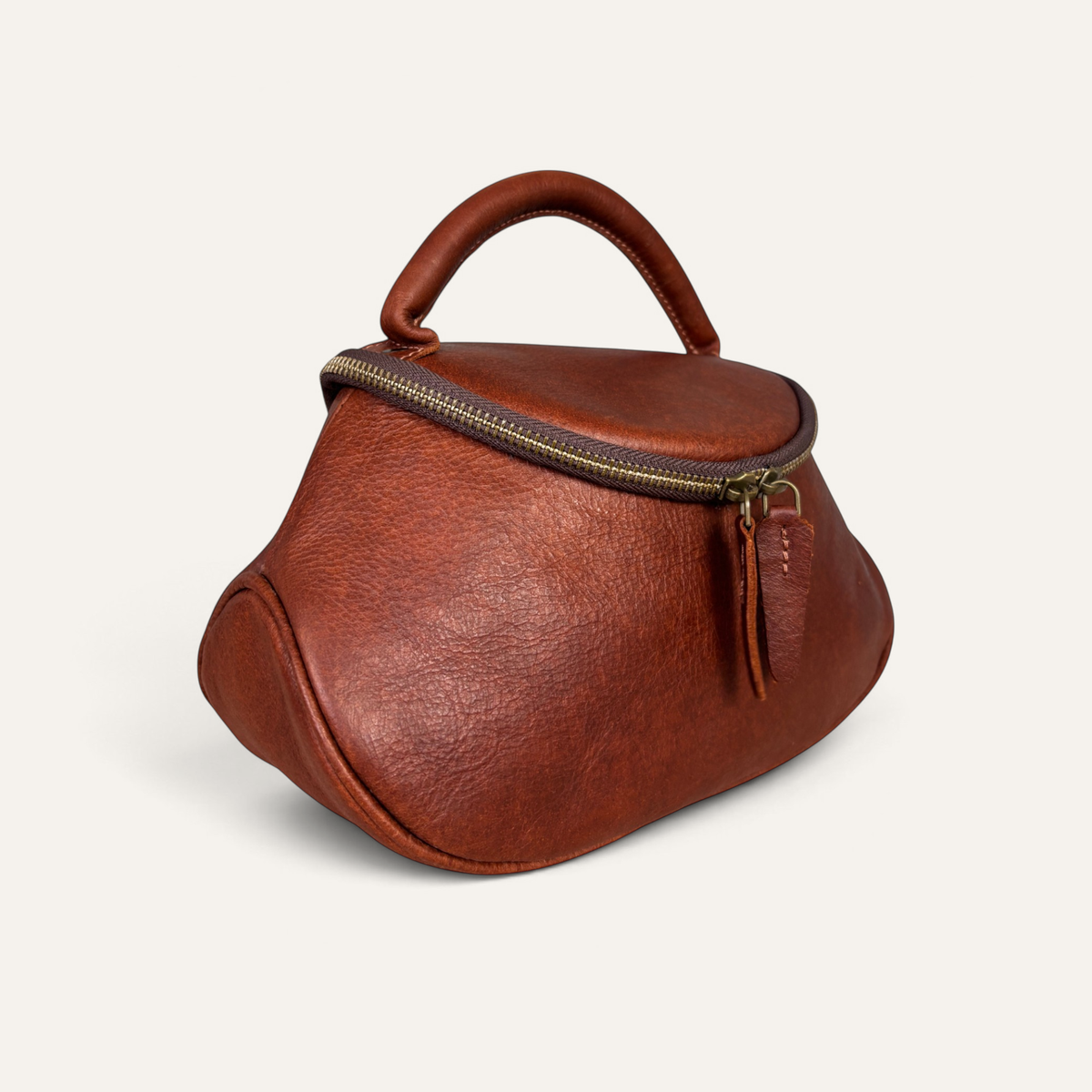 BELLE-Genuine Leather Curved Top Handle Hobo Handbag for Women with Spacious Main Compartment