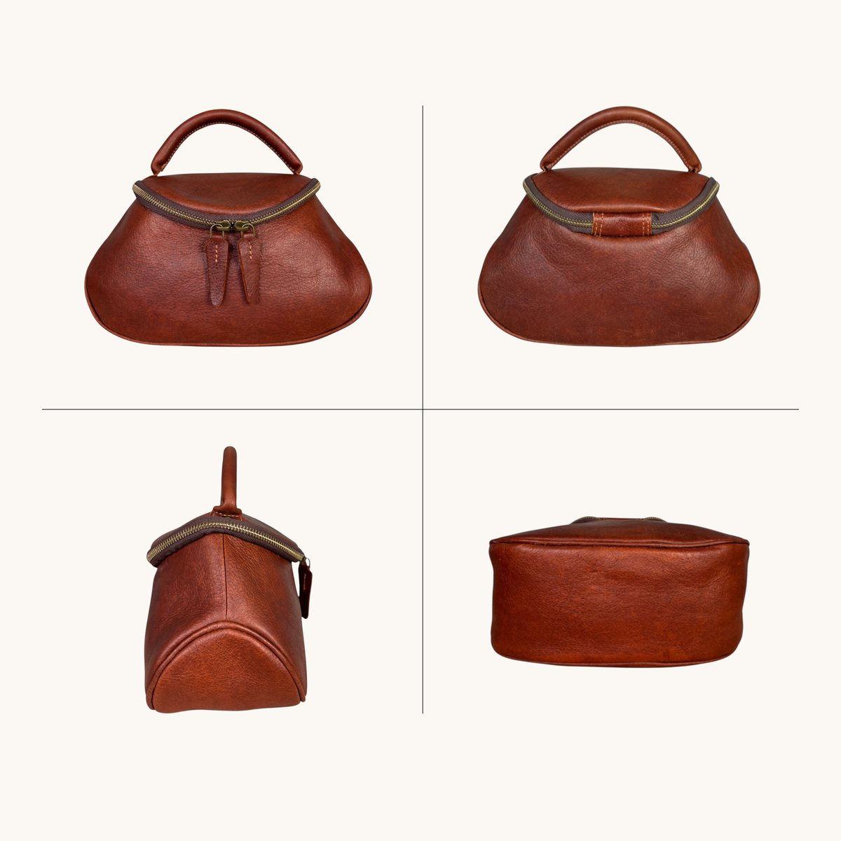BELLE-Genuine Leather Curved Top Handle Hobo Handbag for Women with Spacious Main Compartment