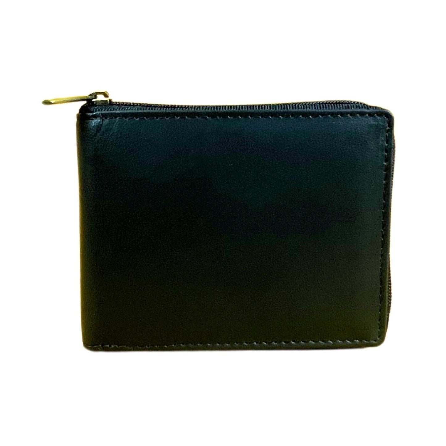 Madosh Genuine Leather Men's Wallet Black Bifold Purse | RFID Protected | Cards Holder Coin Pocket | Zip Closure for Safety