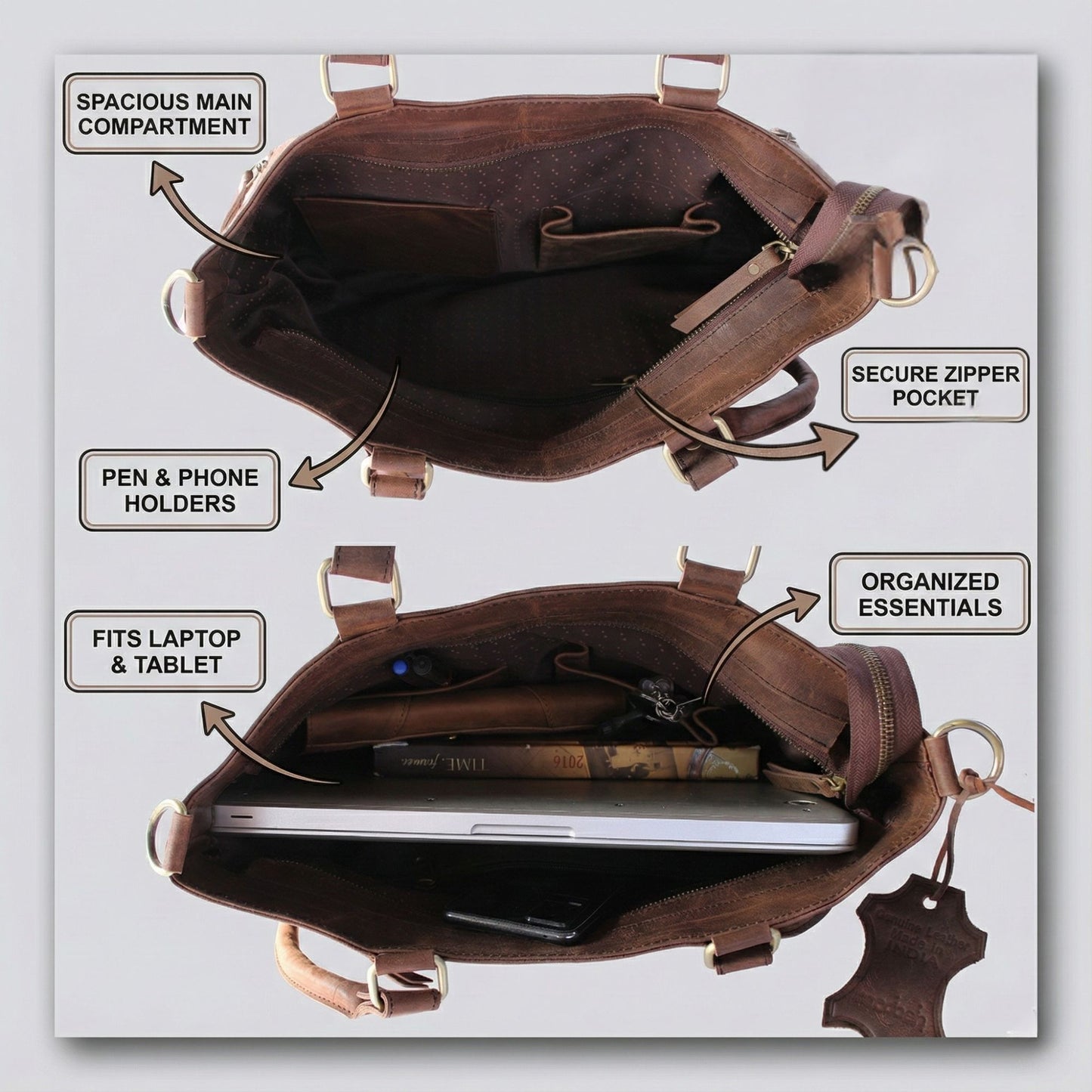 Women's Tote Real Leather Crossbody Top Handle Office Purse Handbag