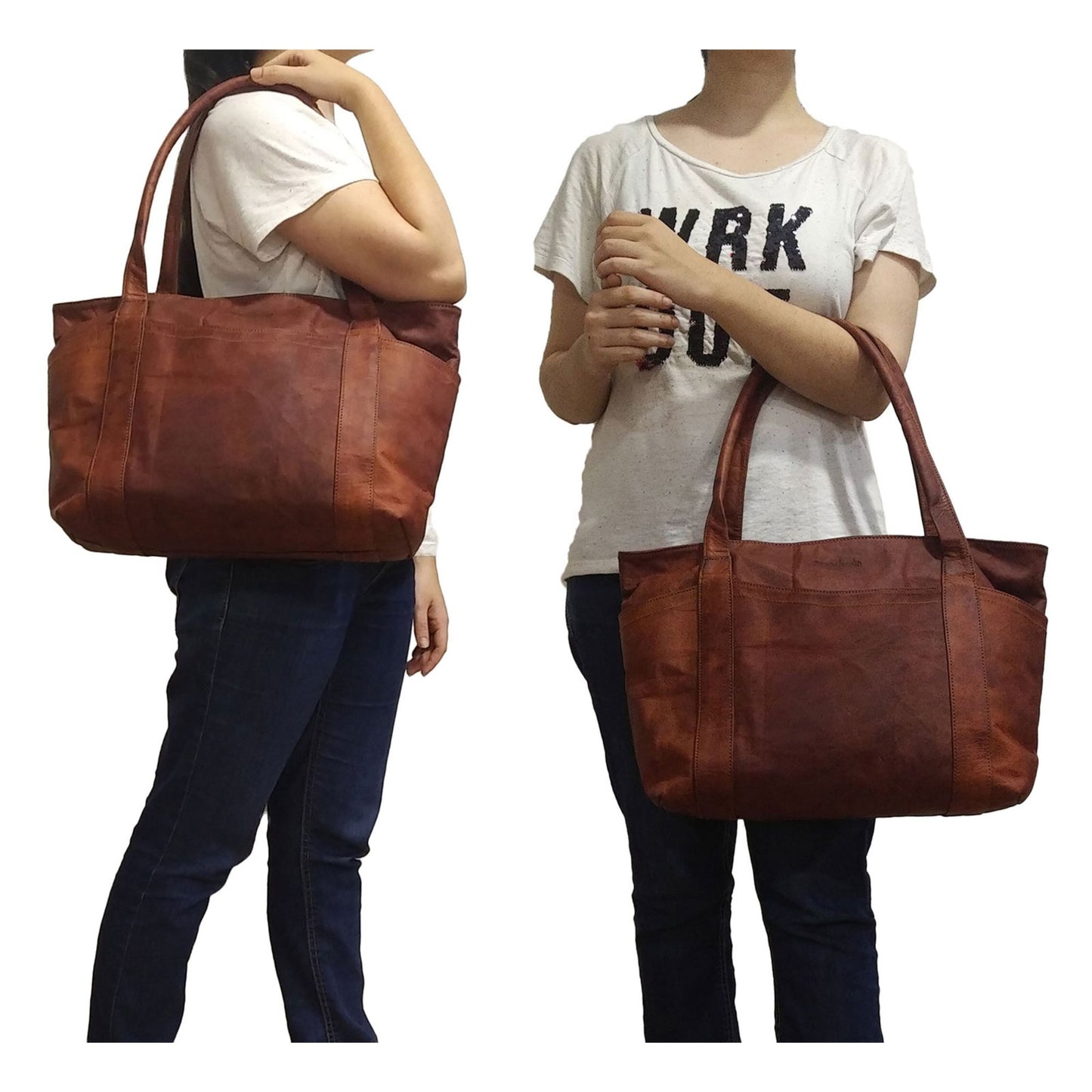 Women's Side Shoulder Crossbody Bag Genuine Leather Tote Bag Brown Daily Wear Office Bag