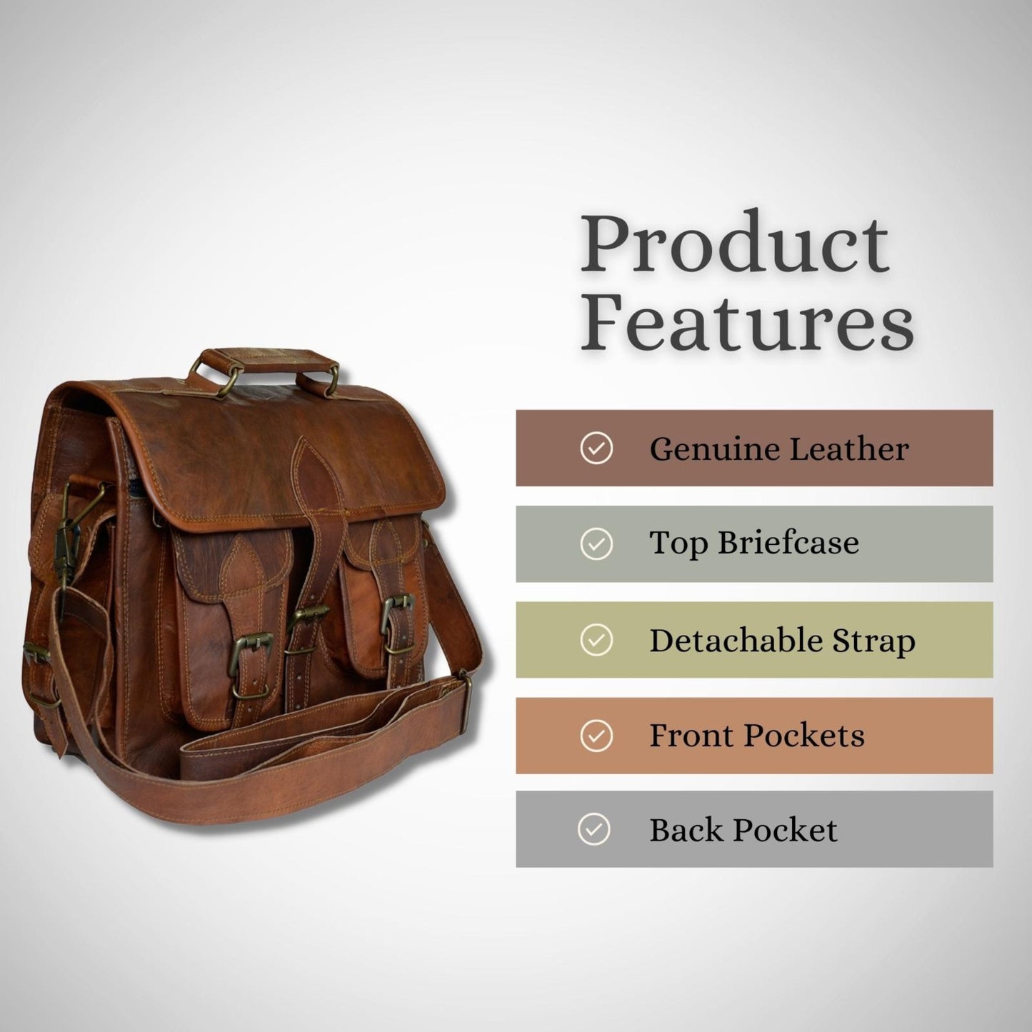 Vintage Genuine Leather Briefcase Camera Lens DSLR Sony Canon Nikon Bag