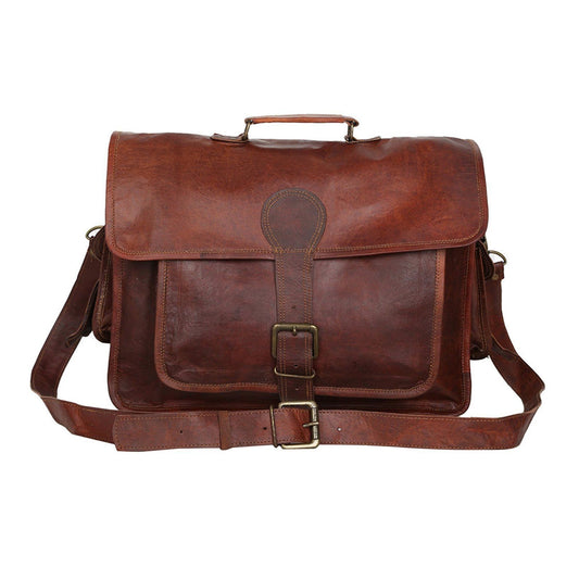 Madosh, Genuine Leather Men's Office Bag Briefcase Style Shoulder Crossbody Laptop Messenger Bag