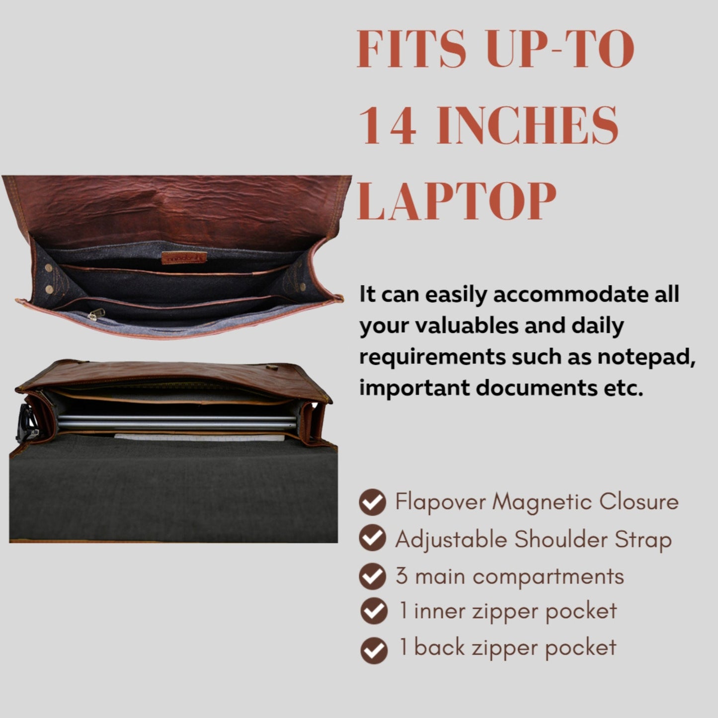 Genuine Leather Crossbody Full Flap Messenger Magnetic Snap Men Shoulder Bag