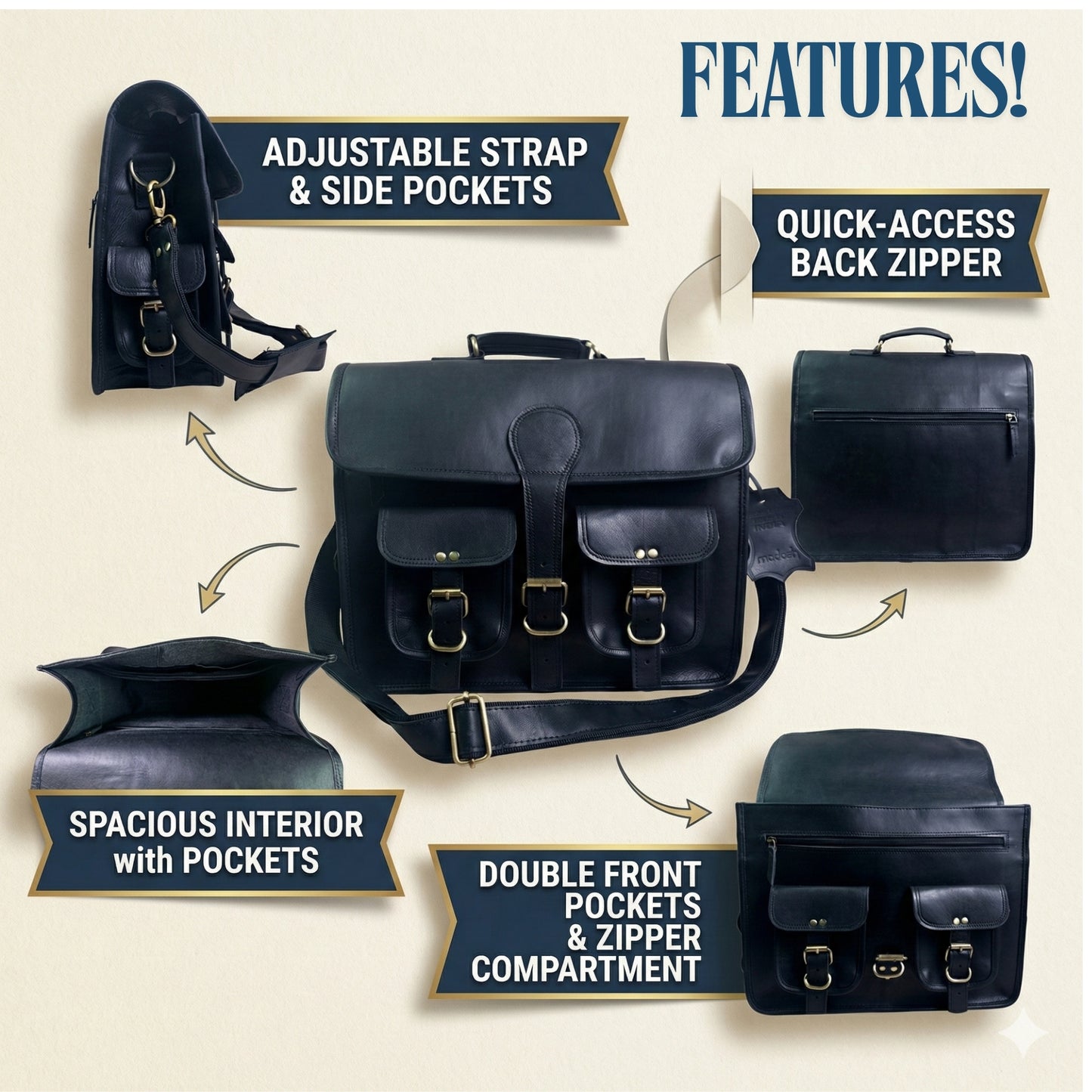 Genuine Leather Laptop Crossbody Business Messenger Men's Office Briefcase Bag
