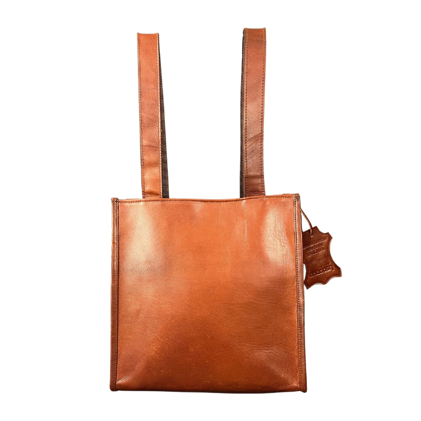 Madosh Genuine Leather 2-in-1 Brown Medium Backpack tote handbag easily convertible dual design purse