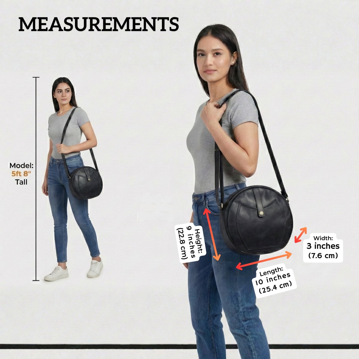 Black Crossbody Purse Soft Leather Hobo Women Semi Circle Zipper Bag