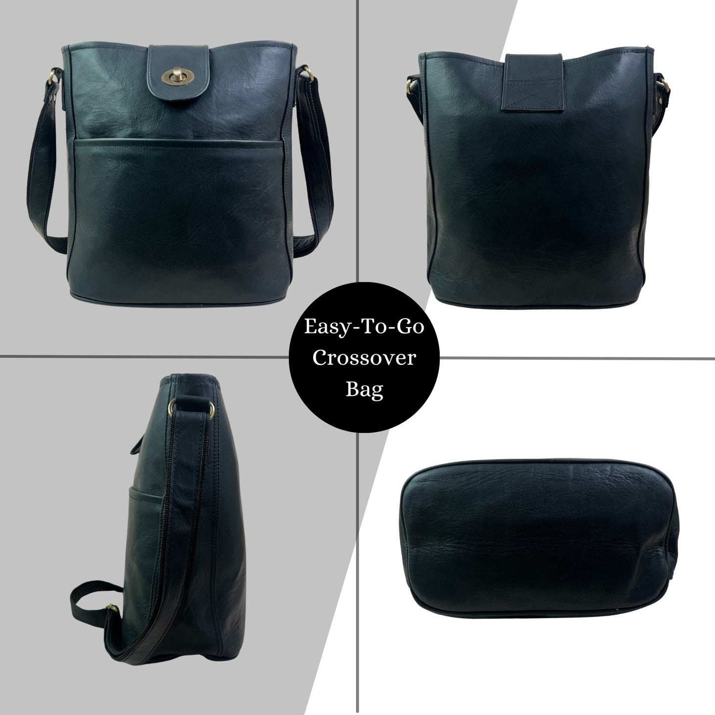 Women’s Genuine Leather Crossbody Shoulder Bag | Medium Size Sling Bag for Office, Travel, Casual Use | 11 Inch Ladies Side Purse with Adjustable Strap & Pockets