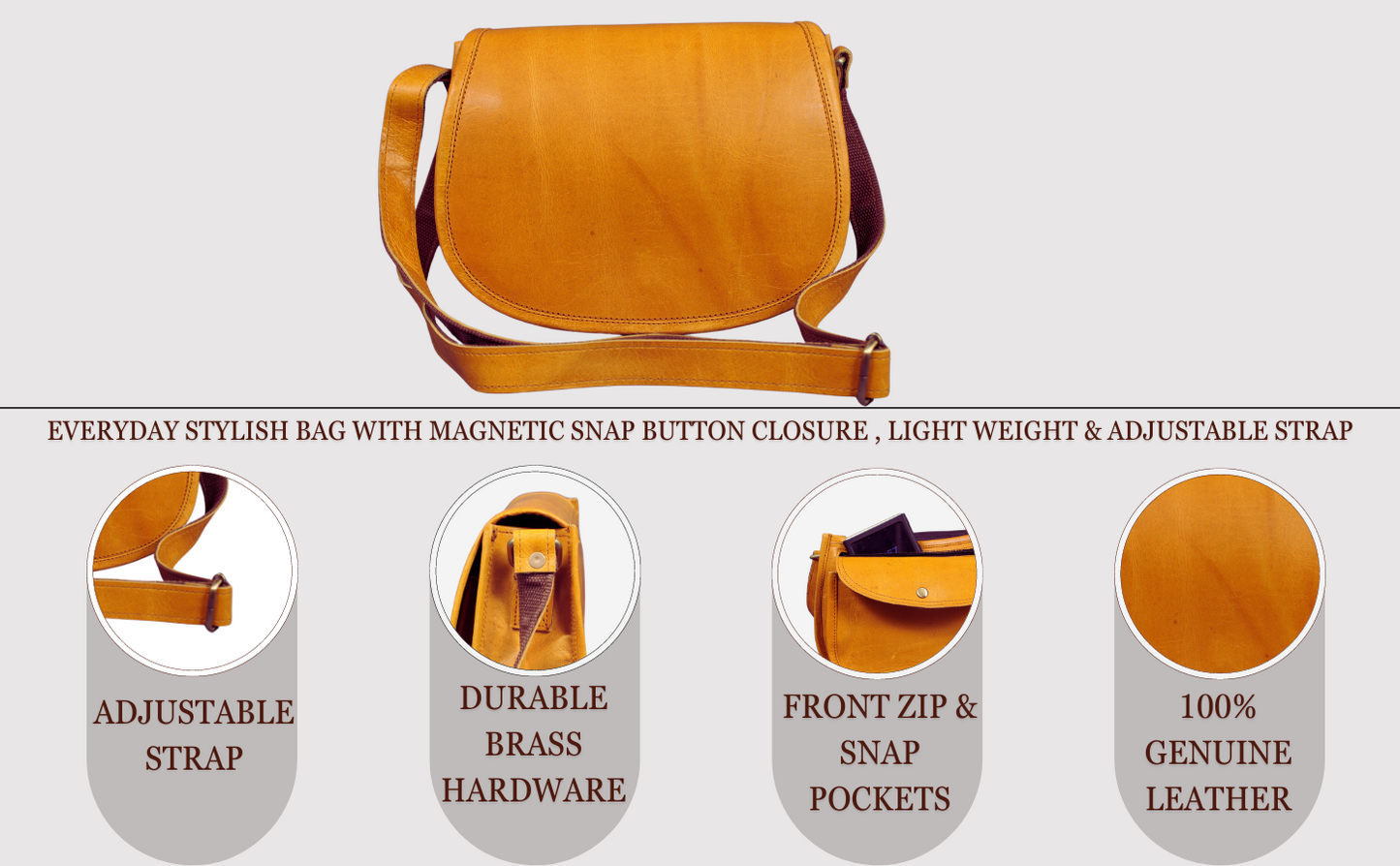 Women's Saddle Crossbody Handbag Genuine Leather Evening Shoulder Sling Bag-YELLOW