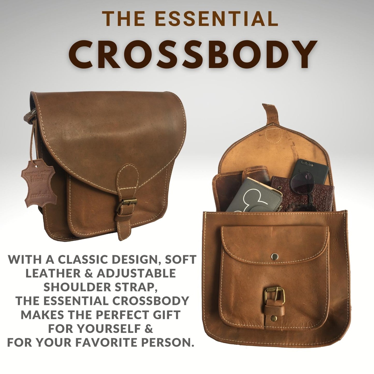 Madosh Women Genuine Leather Crossbody Shoulder Bag  Saddle Purse