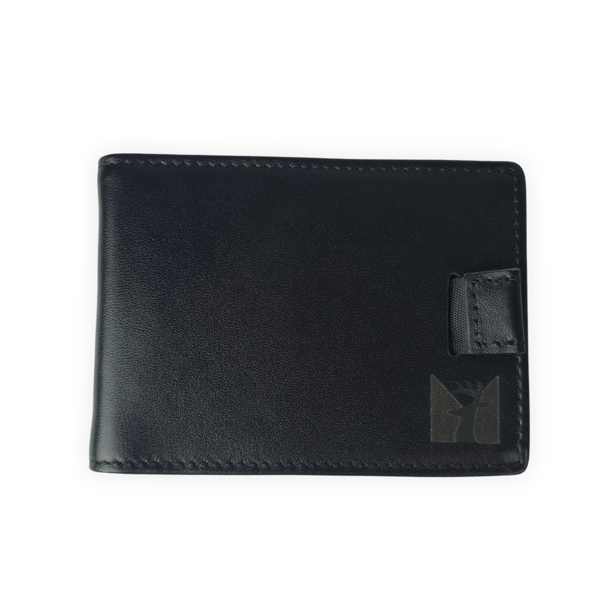 Men’s Genuine Leather Bifold Wallet Black With 5 Card Slots & Metal Money Clip