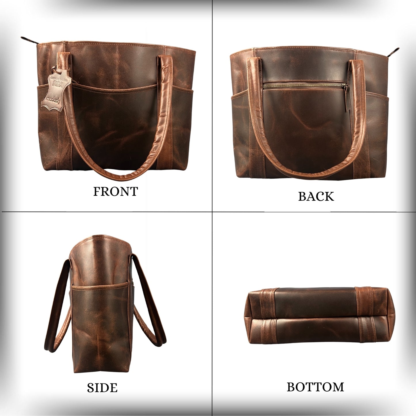 Women Tote Leather Brown Shoulder Bag Large Office Handbag Shopper Purse