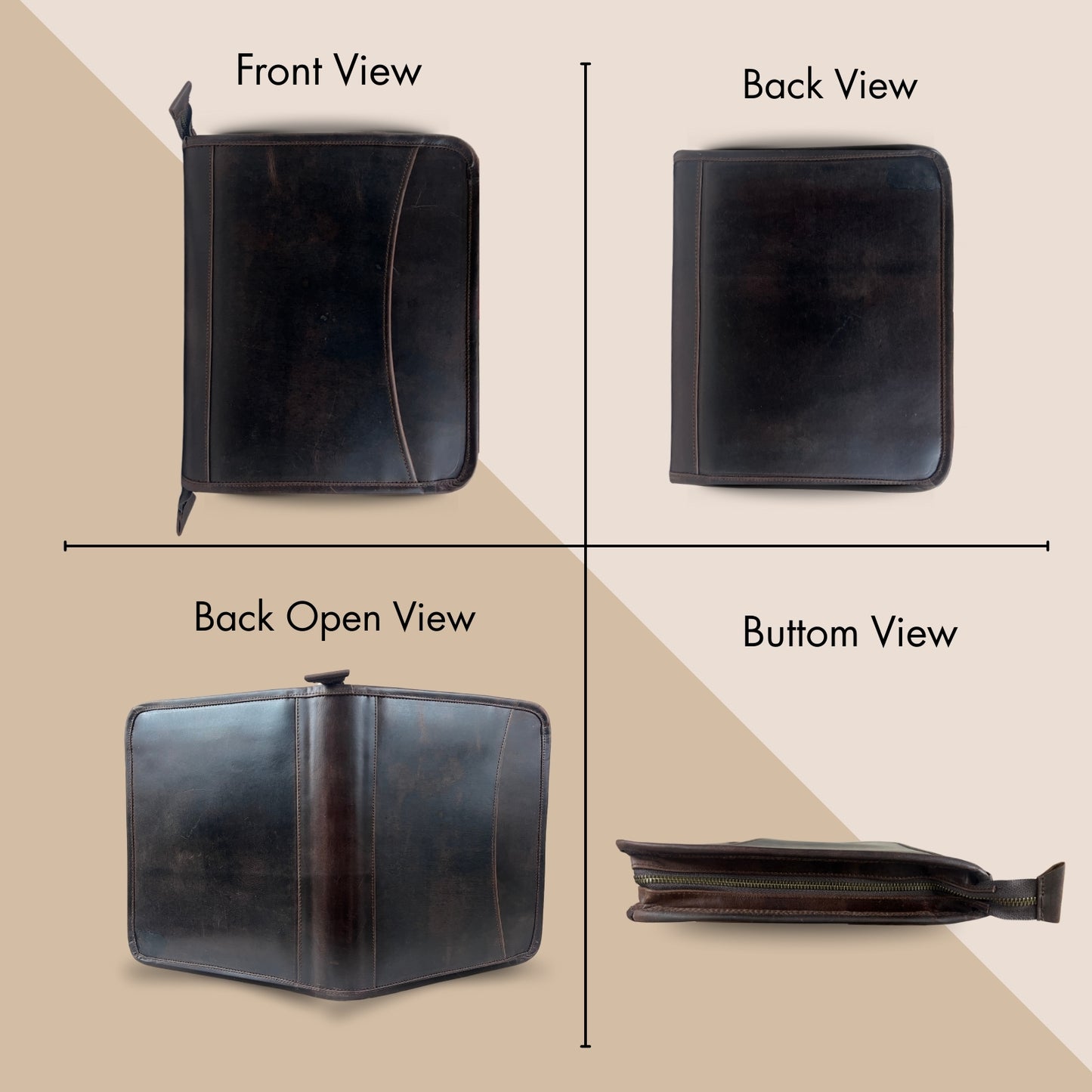 Buffalo Leather File folder Business Padfolio iPad Holder Document Organizer-GBLF2BROWN