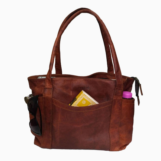 Womens Shoulder Handbag Genuine Leather Brown Ladies Tote Satchel Purse Bag