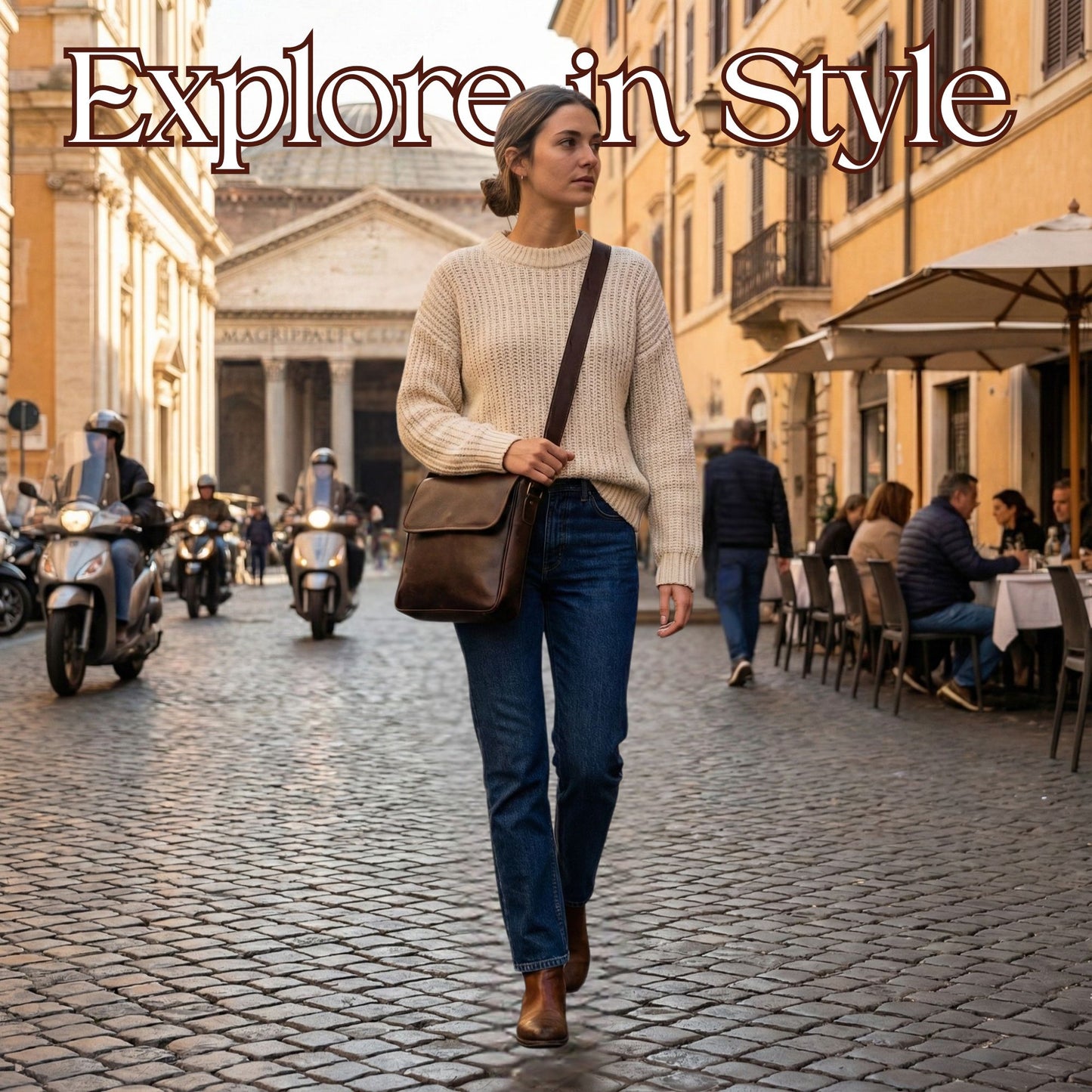 Madosh Genuine Leather Crossbody Bag Women Shoulder Messenger Purse Satchel Brown