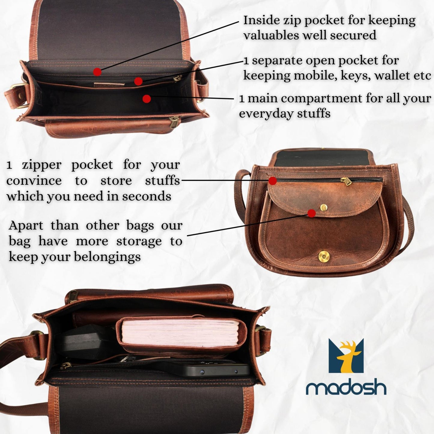 Women's Saddle Crossbody Handbag Genuine Leather Evening Shoulder Sling Bag-GBL6BROWN