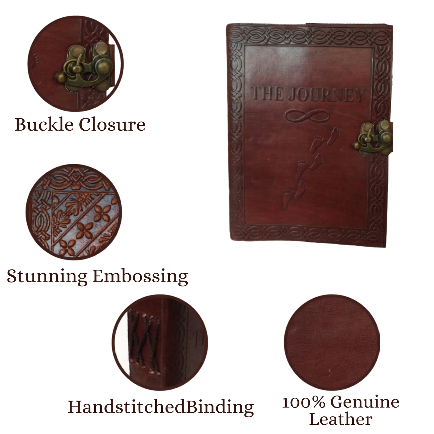 Embossed Personal Brown Diary Genuine Leather Schedule Planner Notebook