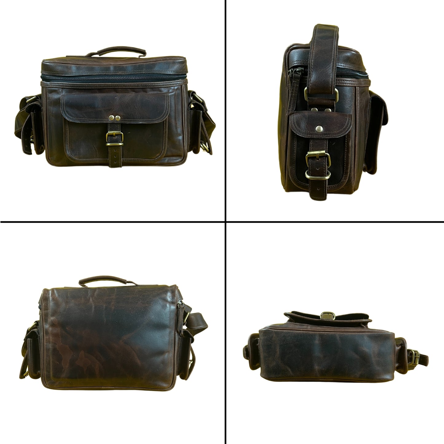 Madosh -Genuine Brown Leather DSLR Camera Bag | Camera Shoulder Messenger Bag Case| Photographer’s DSLR Crossbody Handbag | Camera Carry Top Handle shoulder Bag | Camera Case Bag