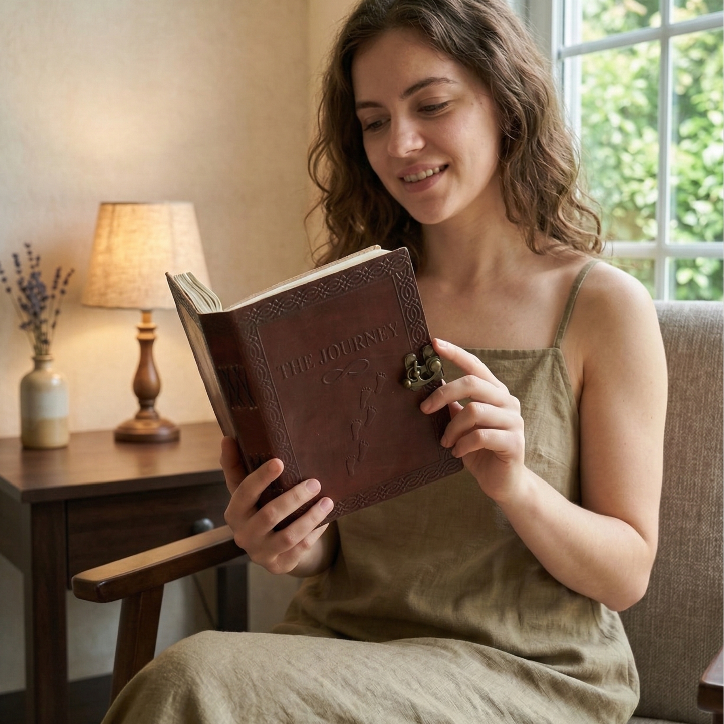Embossed Personal Brown Diary Genuine Leather Schedule Planner Notebook