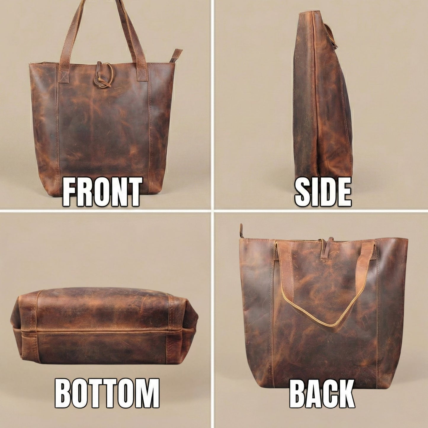 Genuine Hunter Leather Tote Women Purse Handmade Handbag Top Handle Shoulder Large Bag