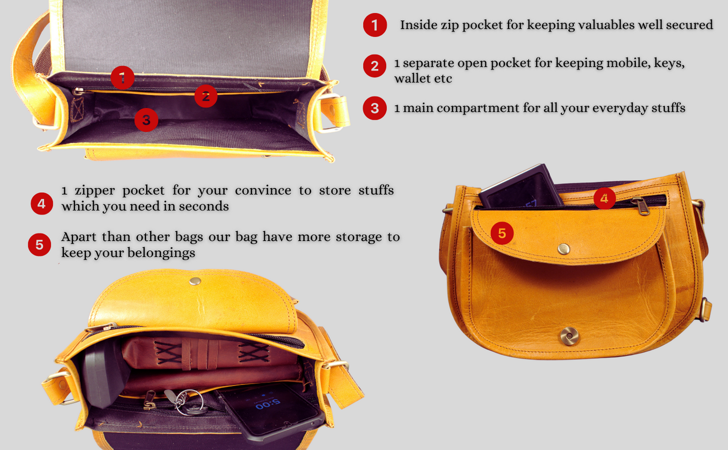 Women's Saddle Crossbody Handbag Genuine Leather Evening Shoulder Sling Bag-YELLOW