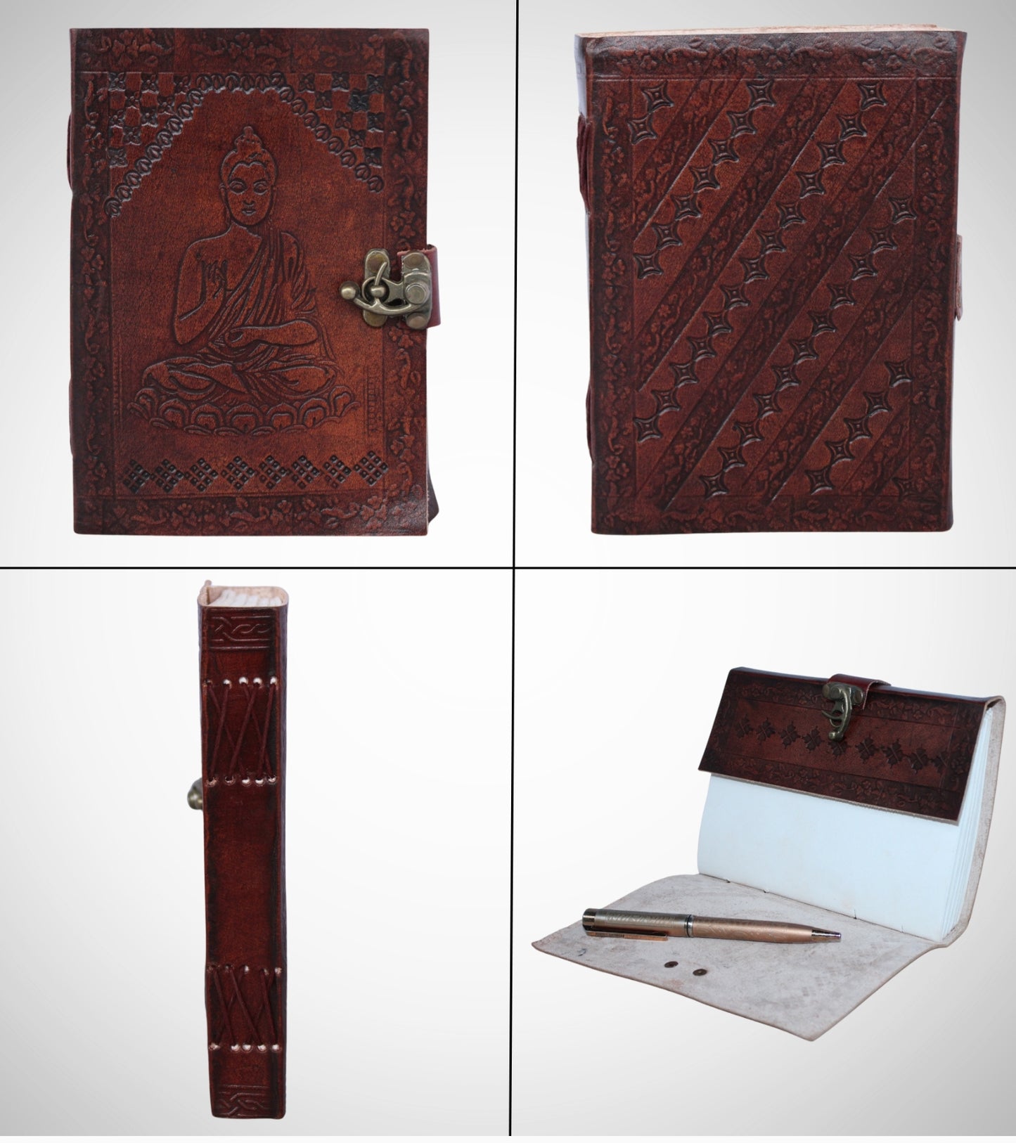 Genuine Leather Bound Journal Brown Buddha Diary Plain Small Sketchers Notebook