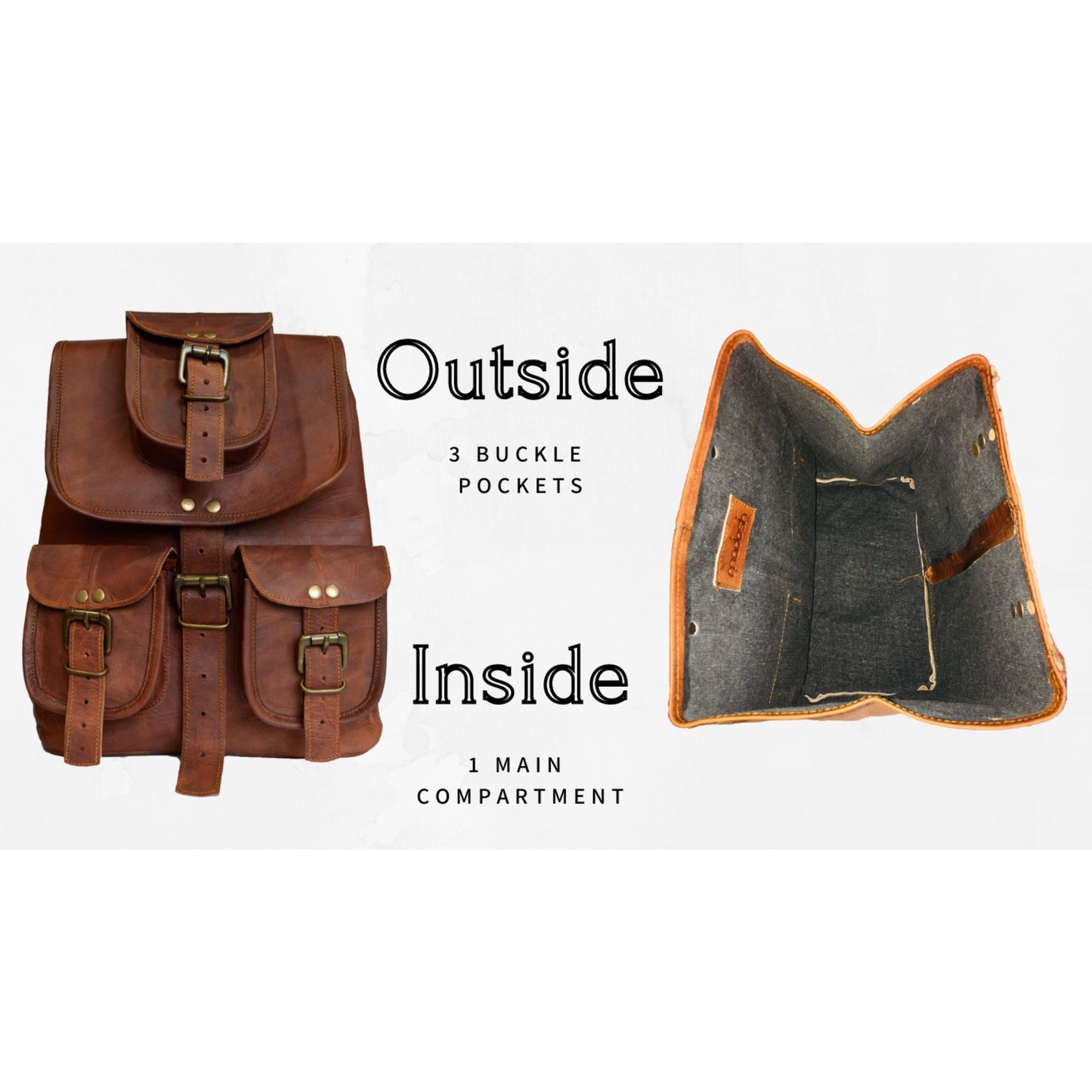 Vintage Hiking Daypack Genuine Brown Leather Shoulder Bag Travel Backpack