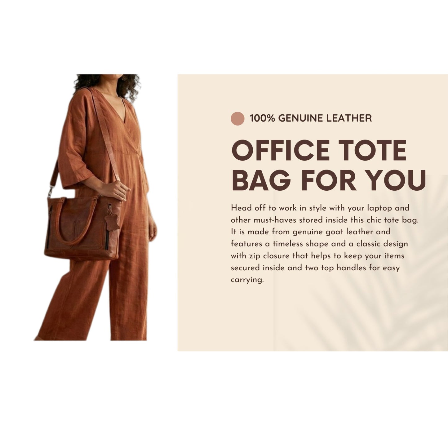 Womens Genuine Leather Brown Tote Shoulder Crossbody Handbag