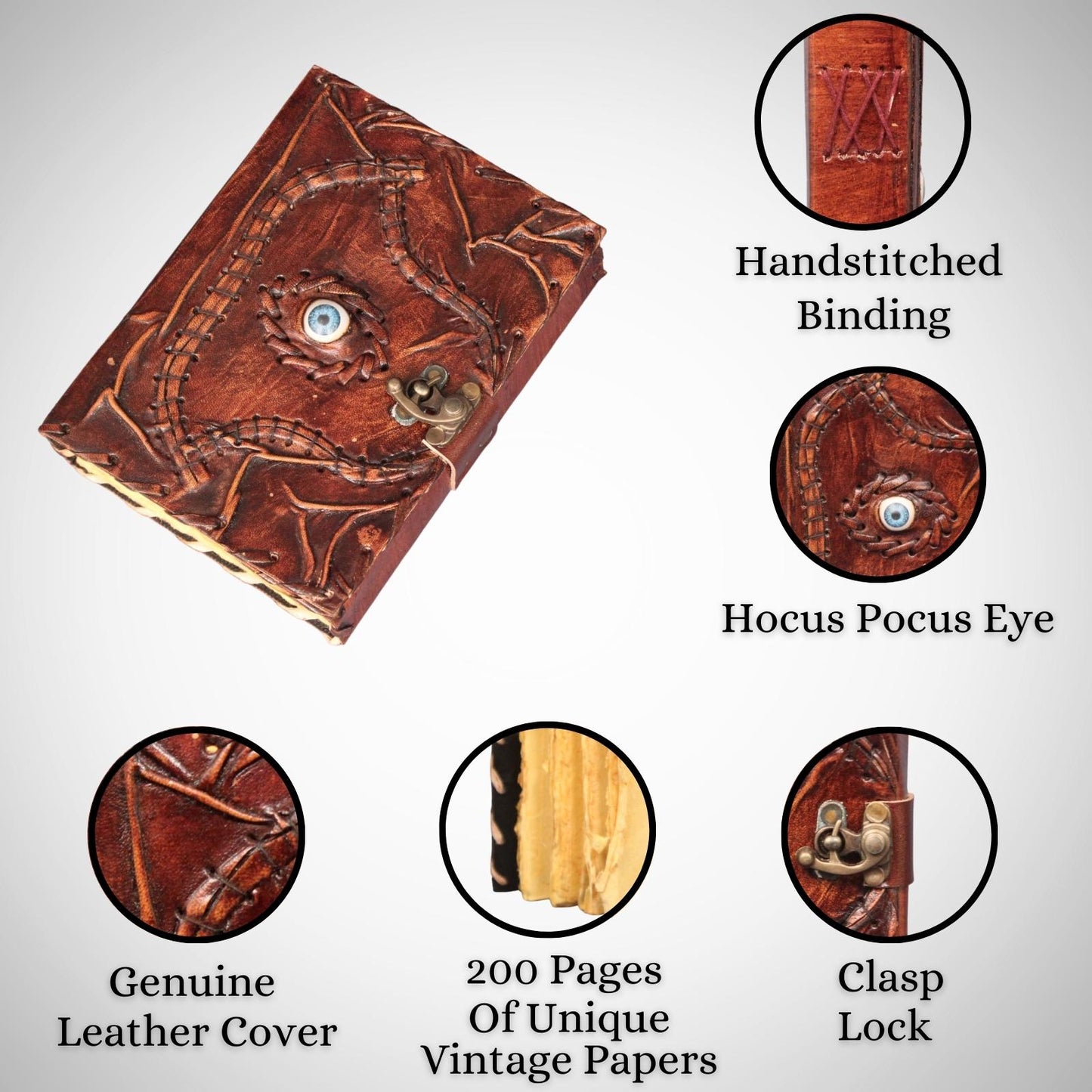 Madosh, Genuine Leather Bound Journal Office Notepad Diary Hocus Pocus Grimoire Book Handcrafted Plain Notebook