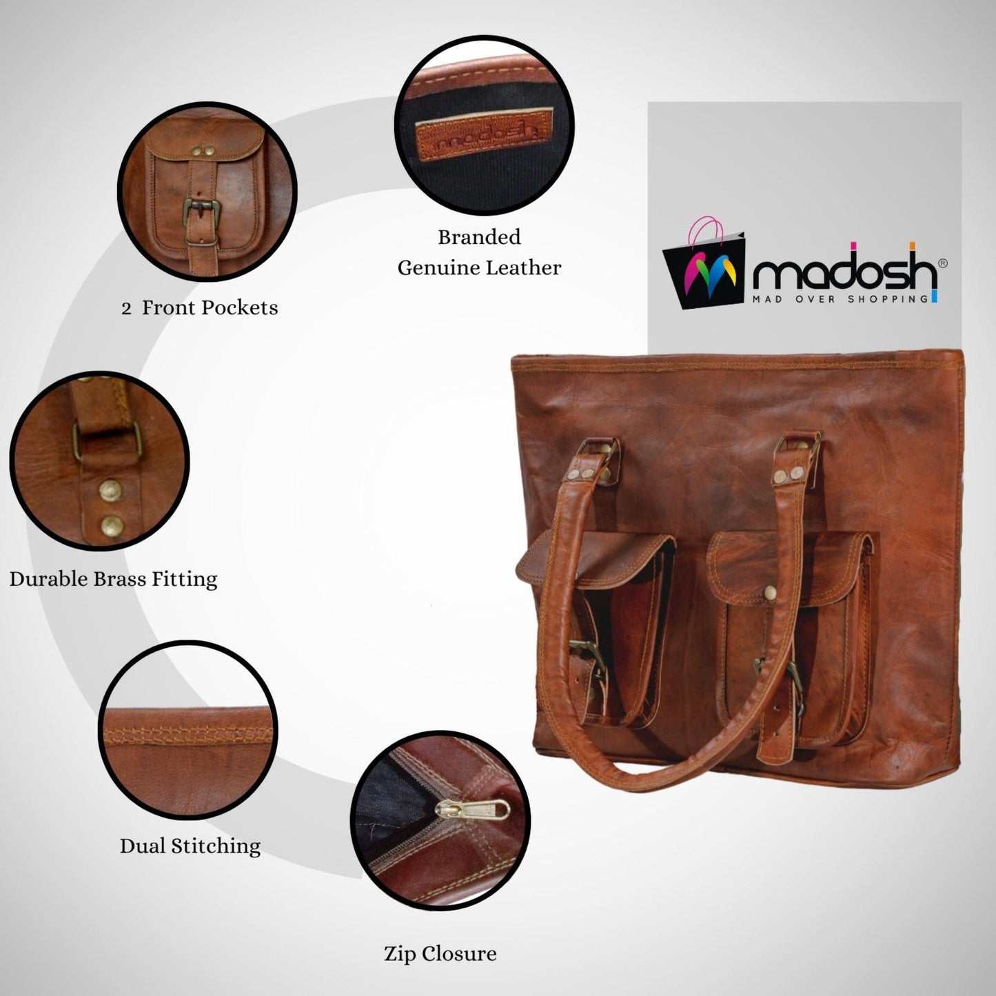 Vintage Genuine Leather Stylish Shopping Tote Shoulder Hand Bag For Women