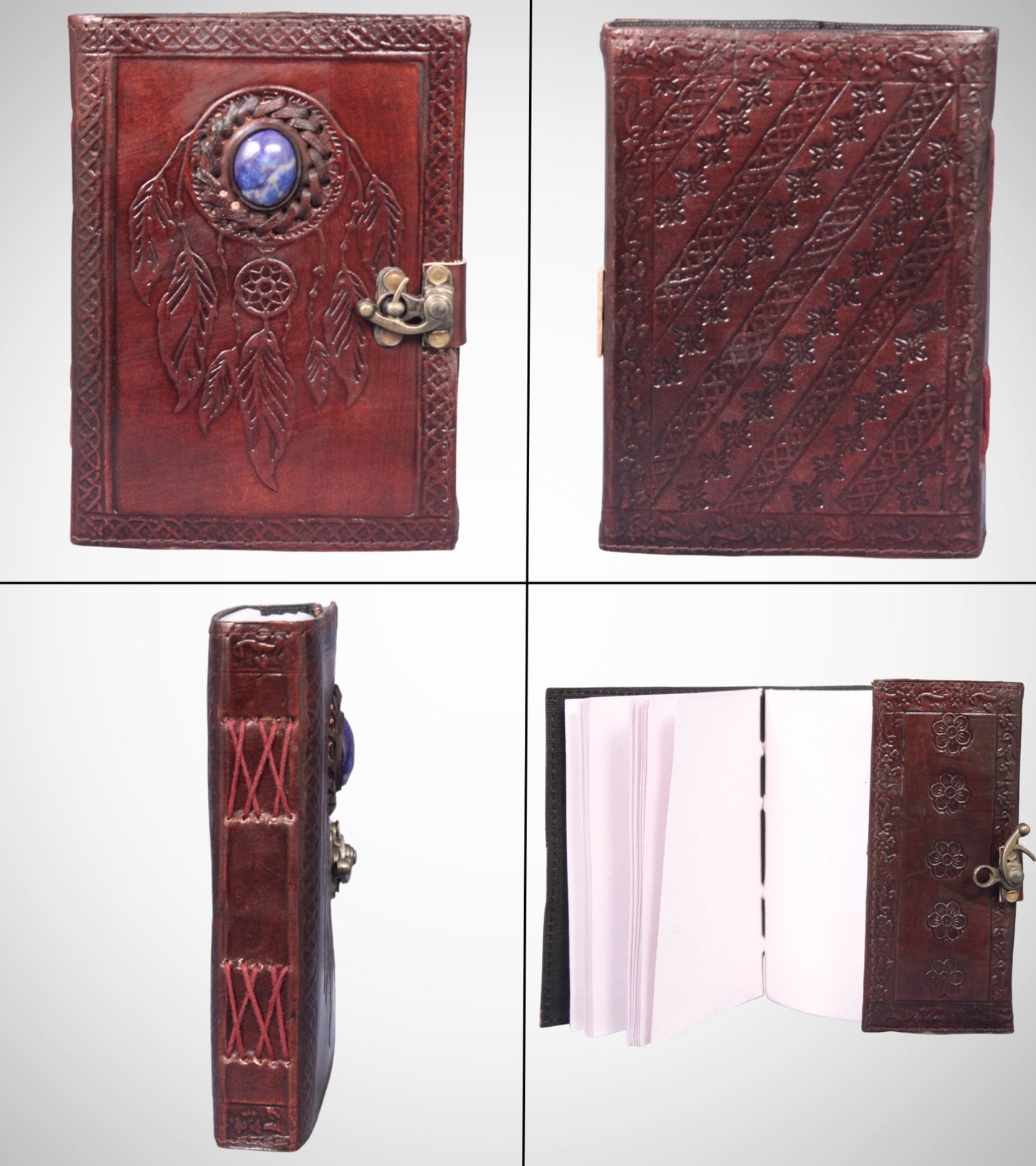 Genuine Leather Bound Dream Catcher Grimoire Plain Small Diary Writing Notebook